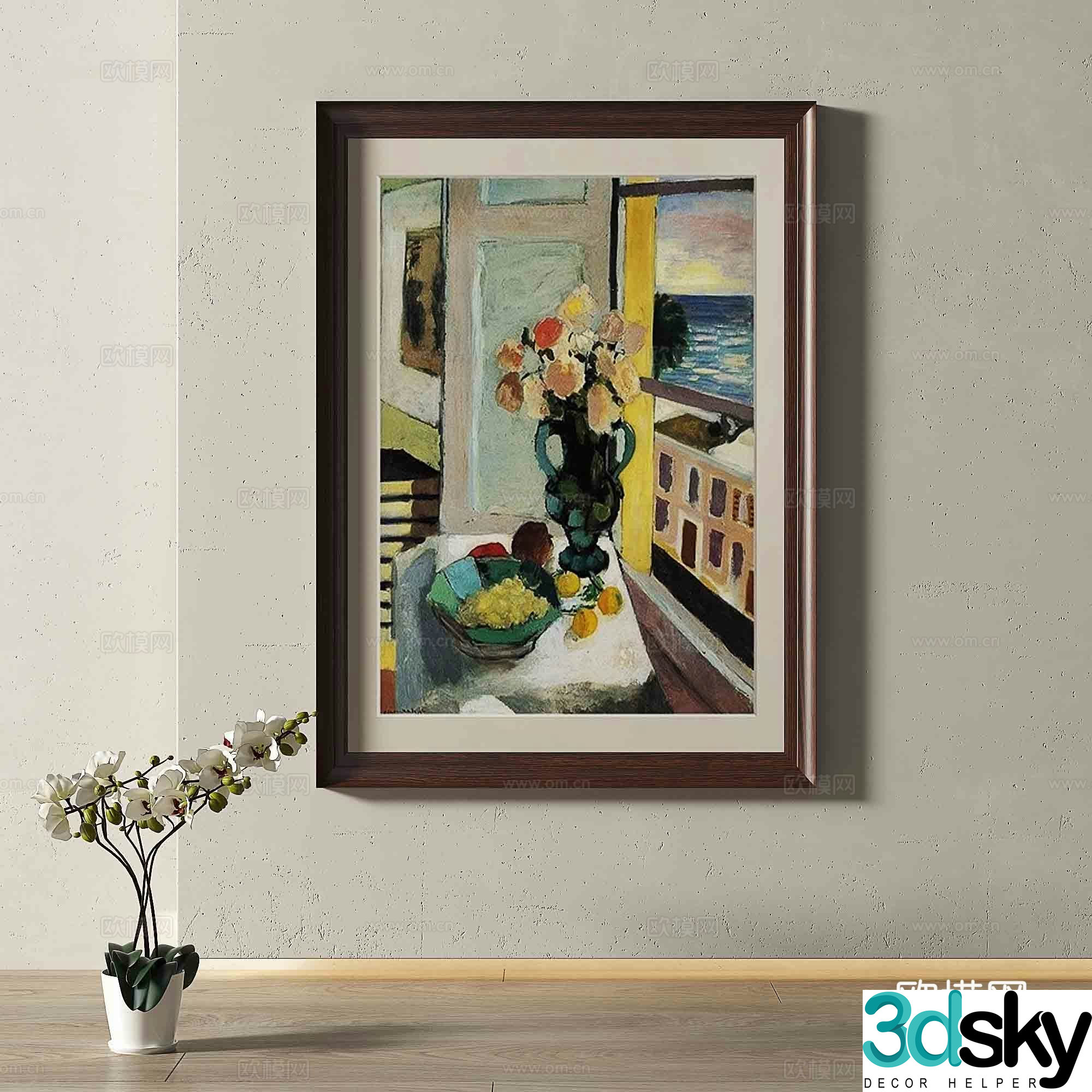 Middle-aged oil painting decorative painting 3D model