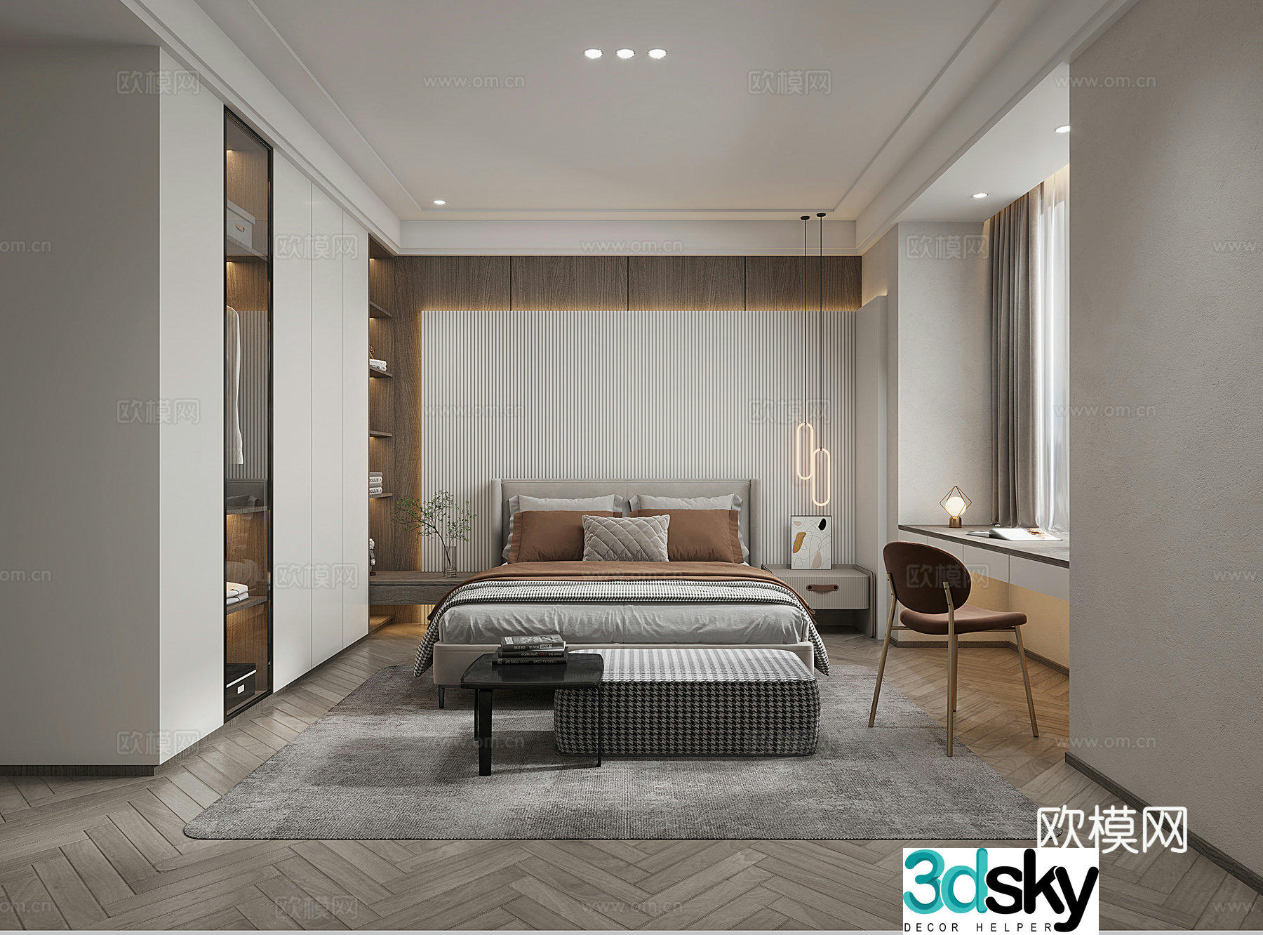 Modern bedroom master bedroom 3d model