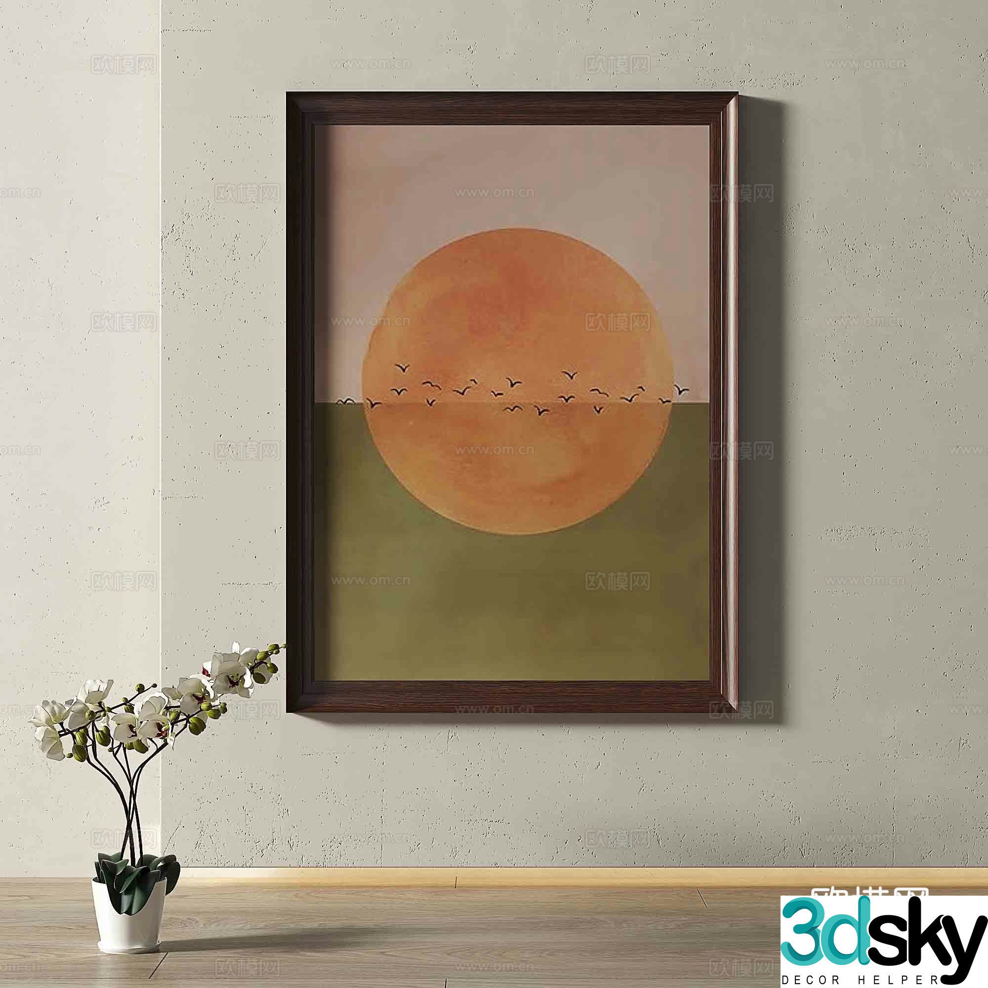 Middle-aged oil painting decorative painting 3D model