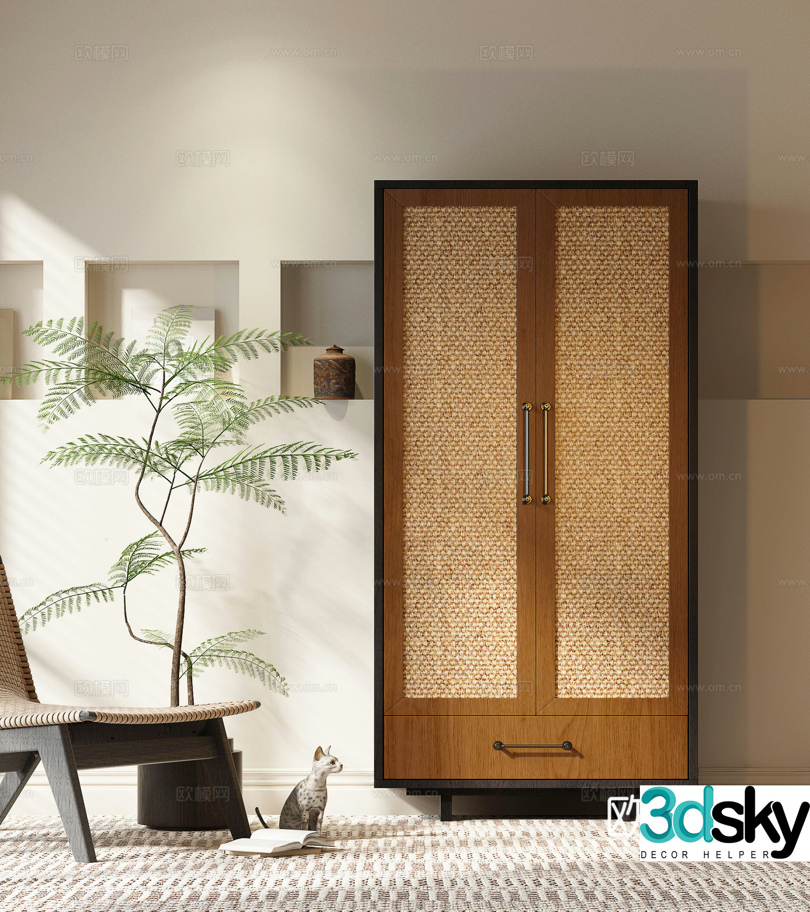 Middle-aged woven wardrobe 3d model