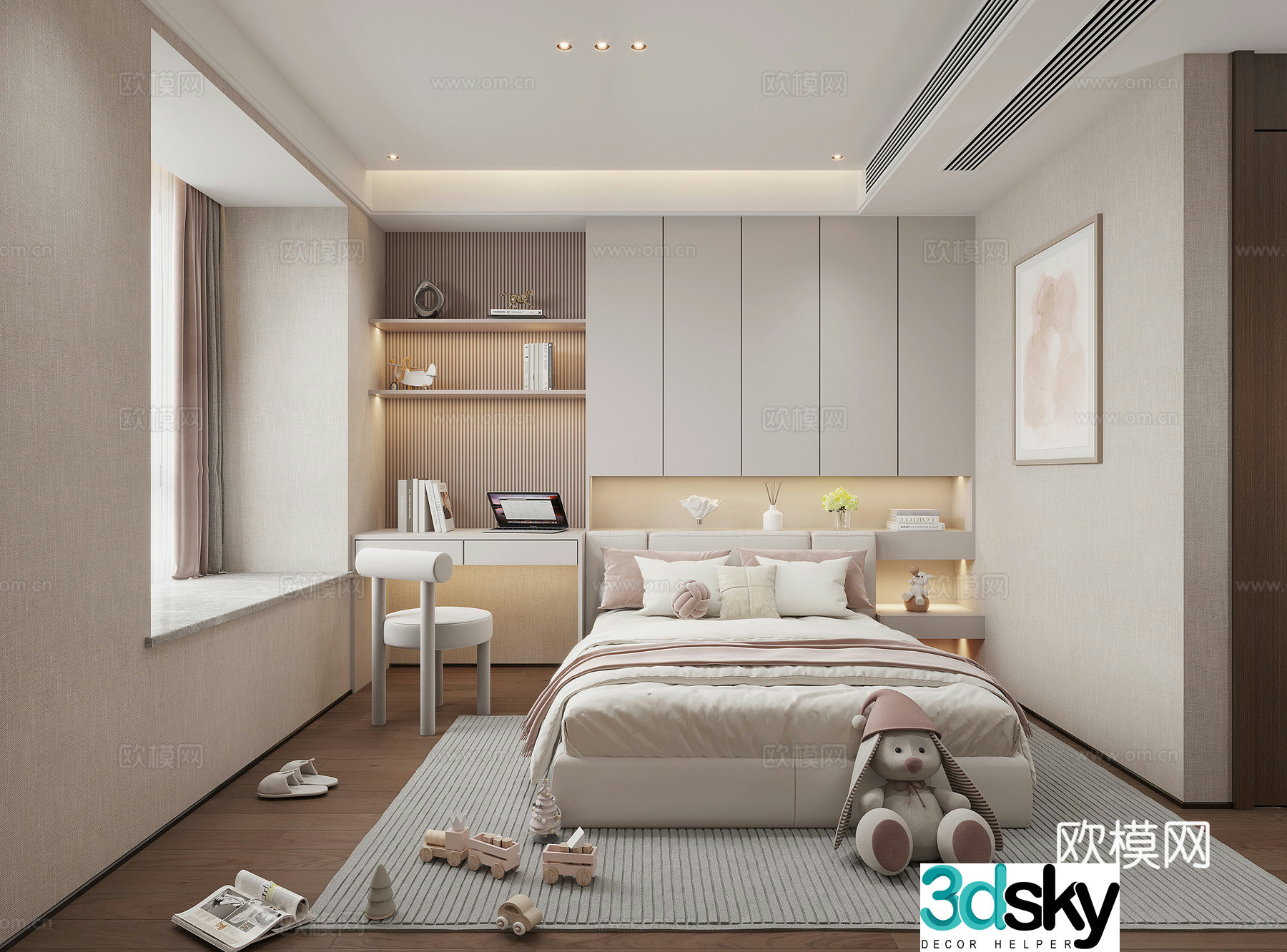 Modern bedroom second bedroom 3d model