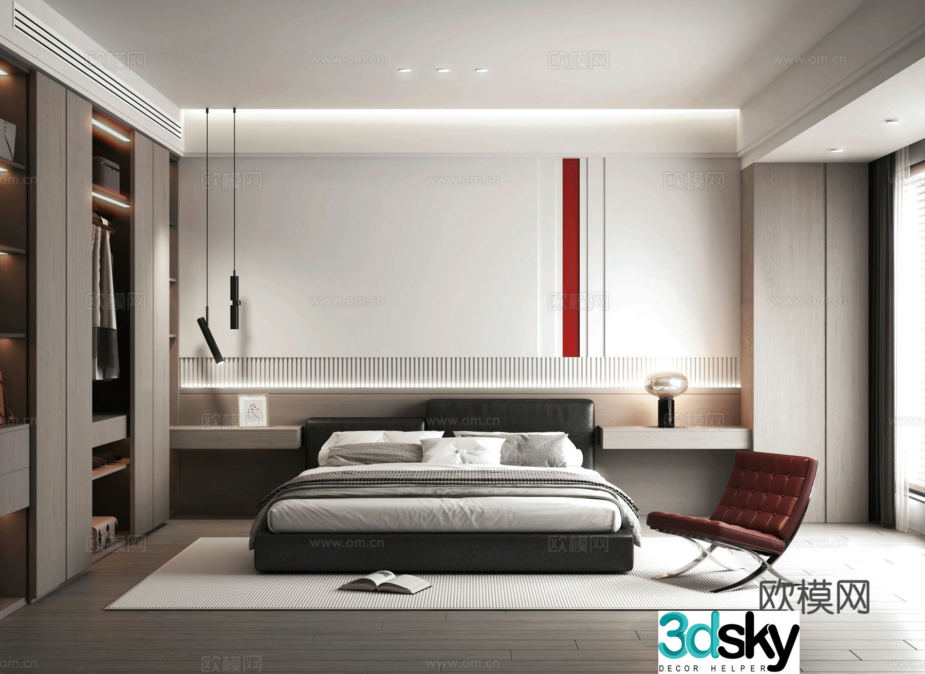 Modern bedroom master bedroom 3d model