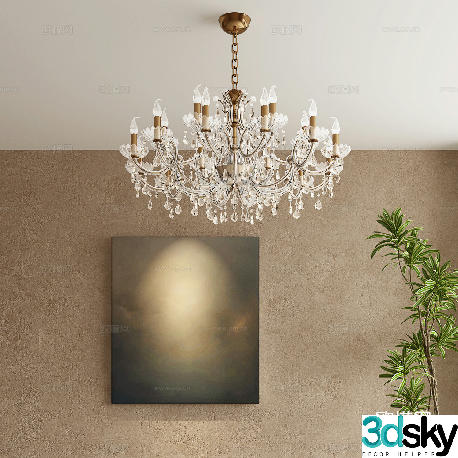 French crystal lamp candlestick lamp 3d model