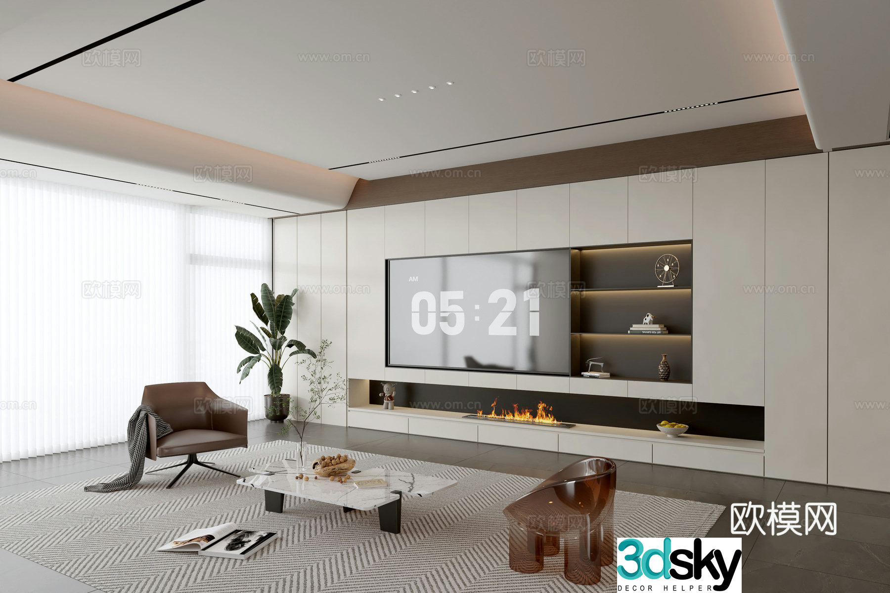 Modern TV wall whole wall cabinet integrated TV cabinet 3D model