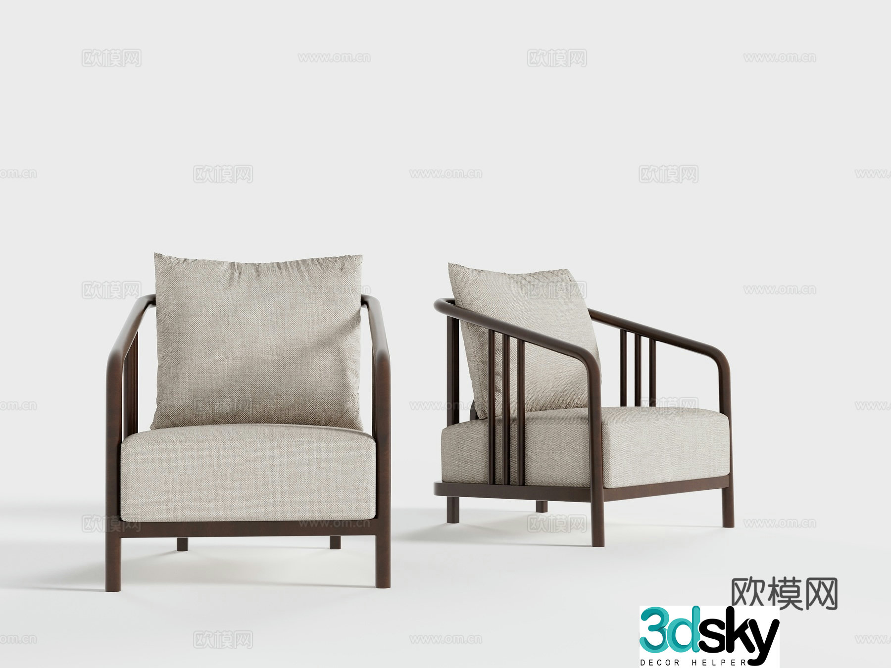 New Chinese -style casual chair armchair 3D model