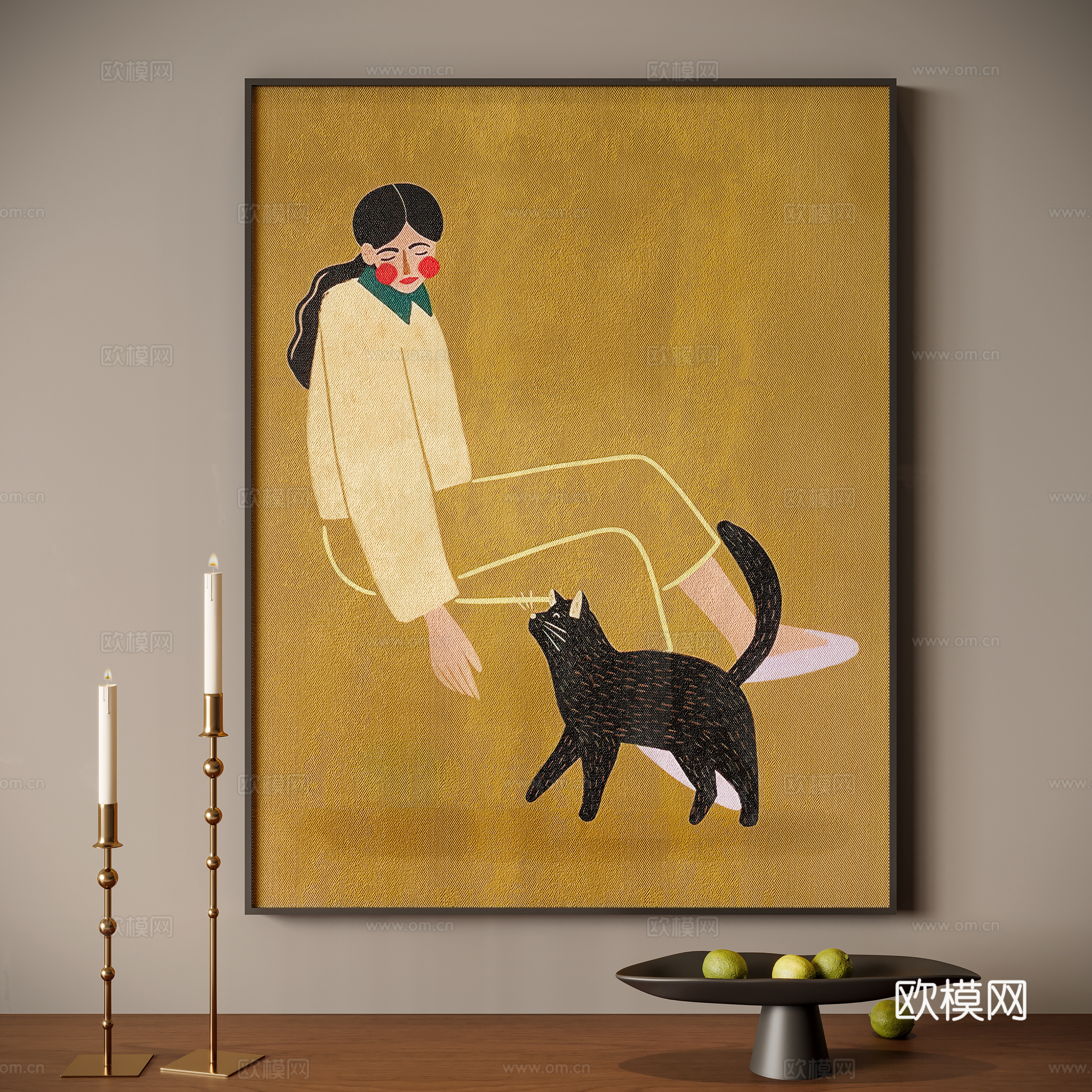 Modern minimalist figure hanging painting 3d model