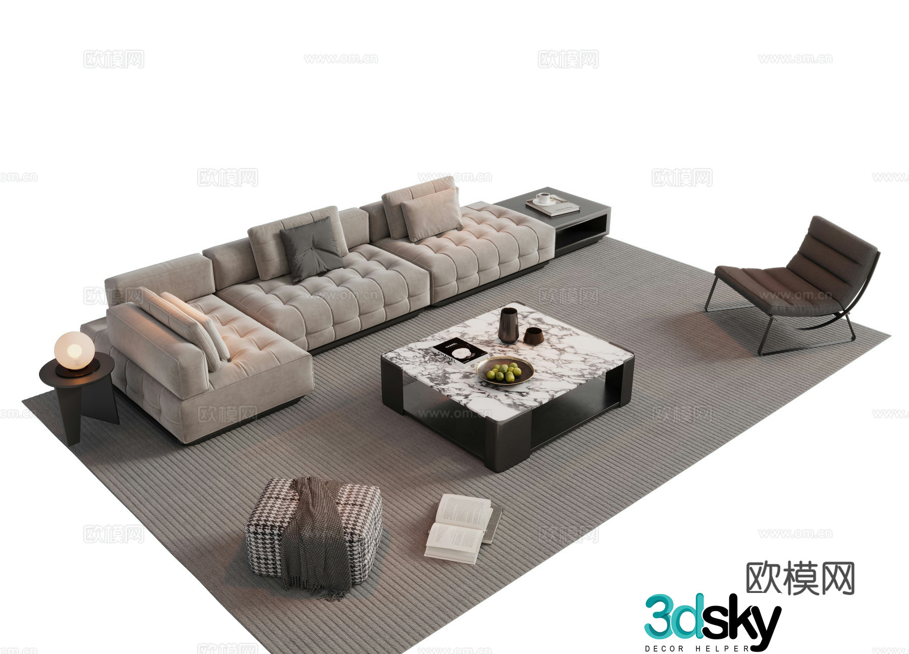 Italian sofa combination sofa 3D model