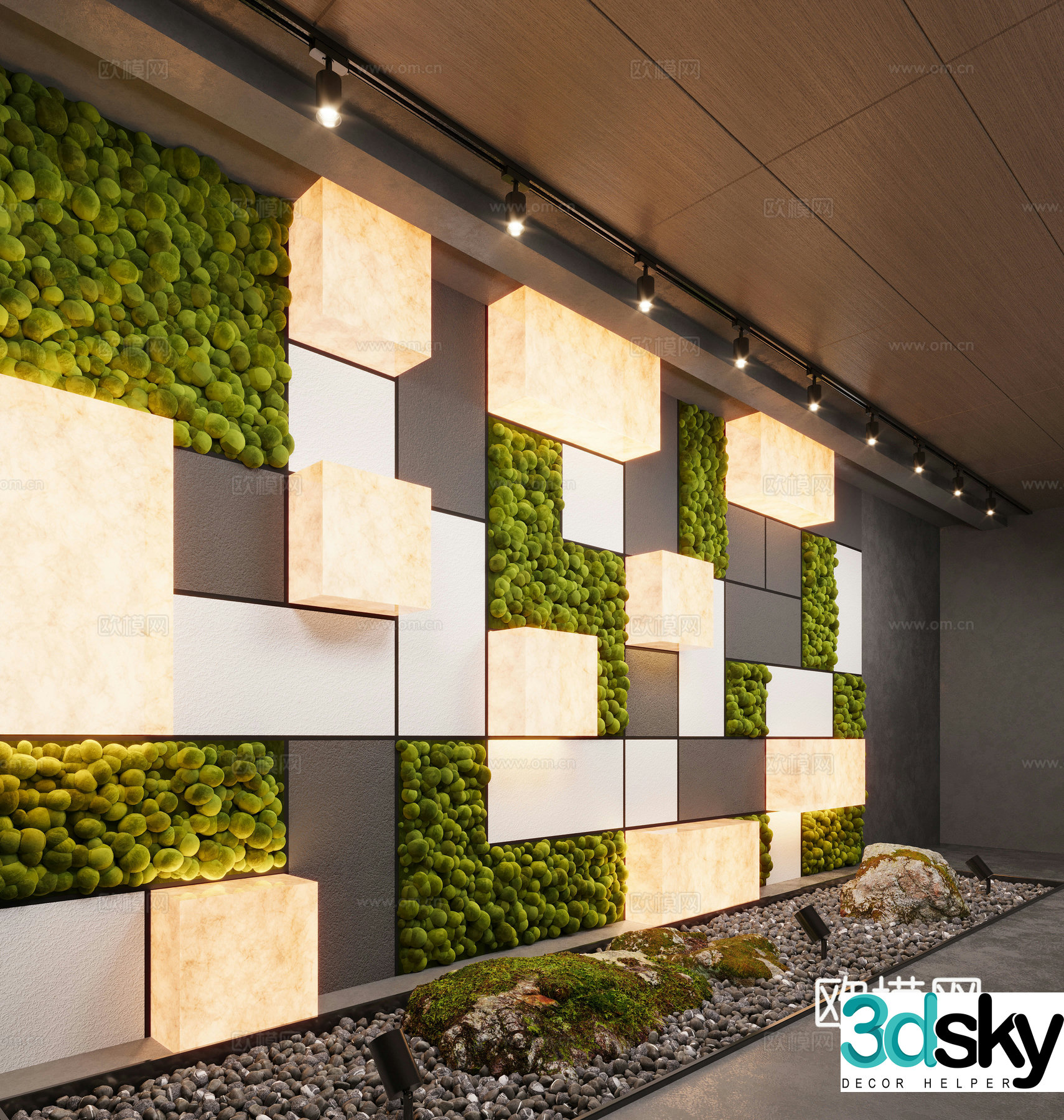 Modern plant wall moss model wall 3d model