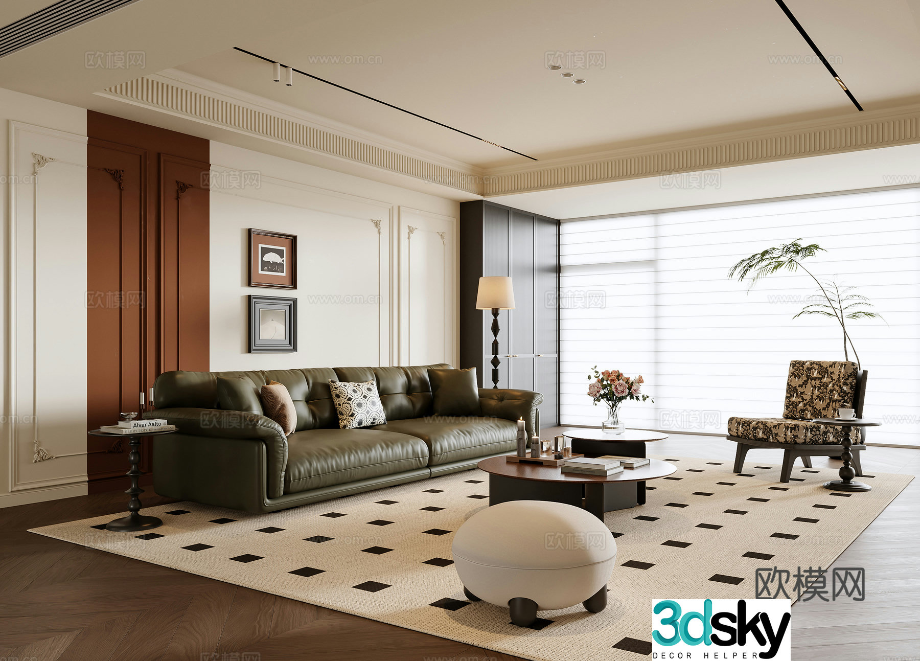 French retro living room 3d model