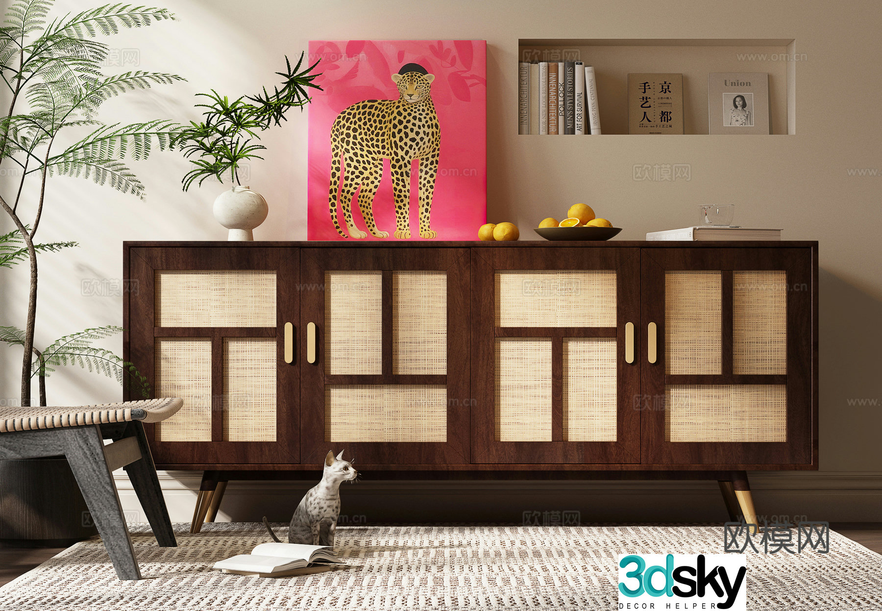 Middle-aged side cabinet low cabinet entrance cabinet 3D model