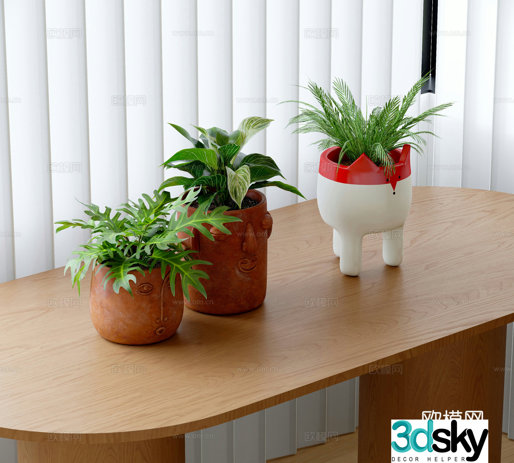 Modern green plant potted plants Desktop small potted plants 3D model