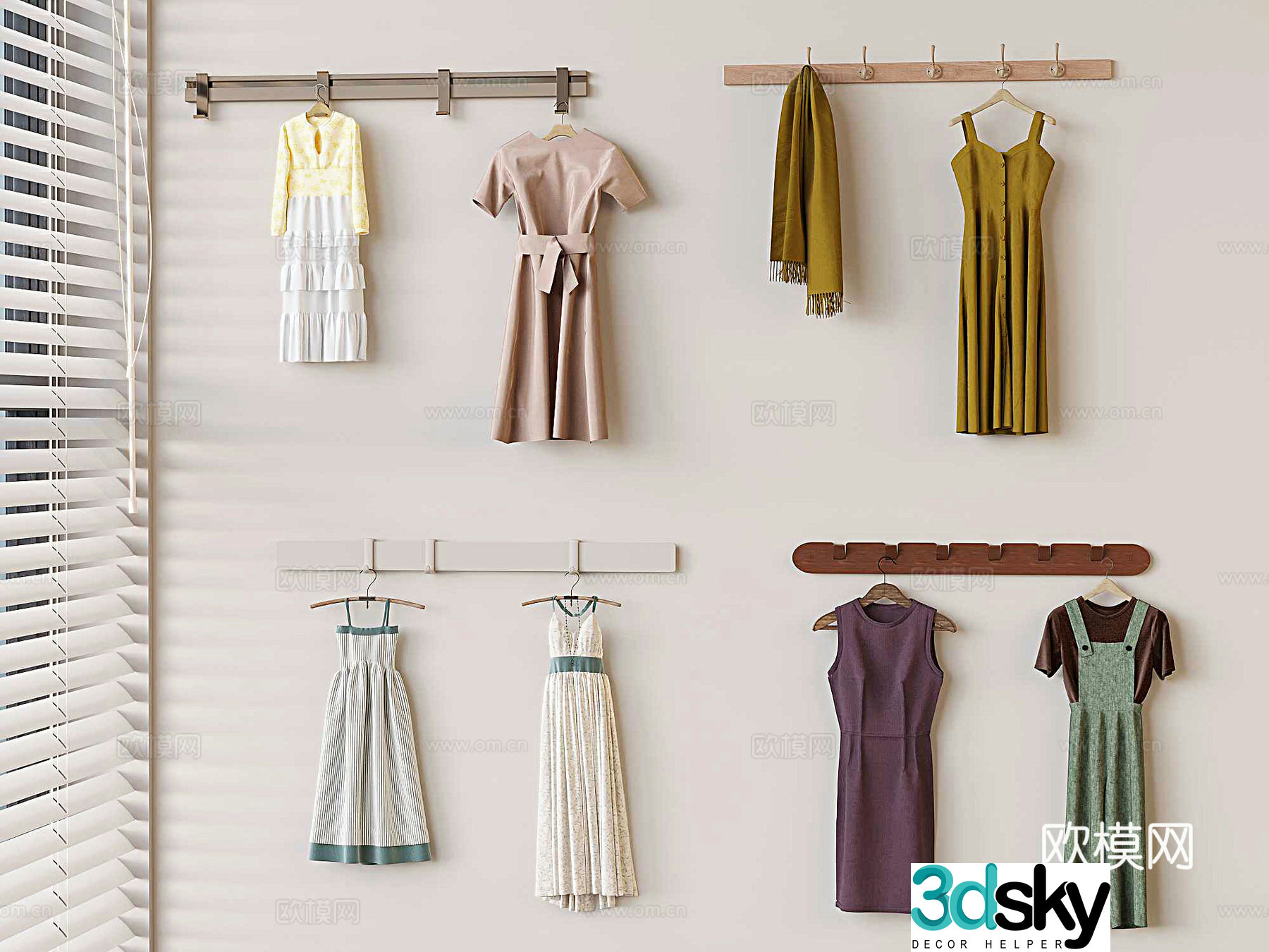 Modern Clothes Hanger Clothes Hook Scarf 3d Model