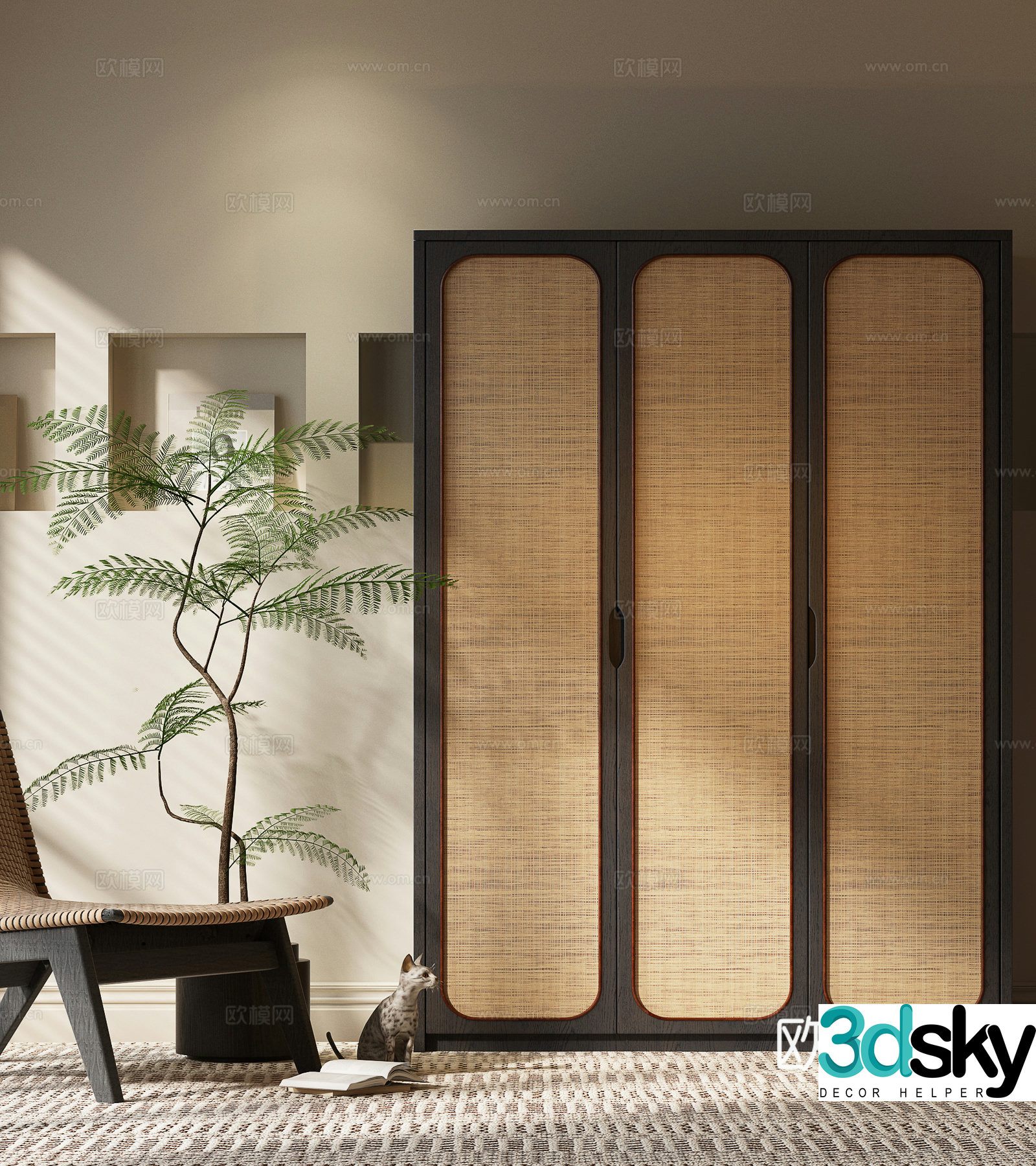 Middle -aged Fengto wardrobe 3D model