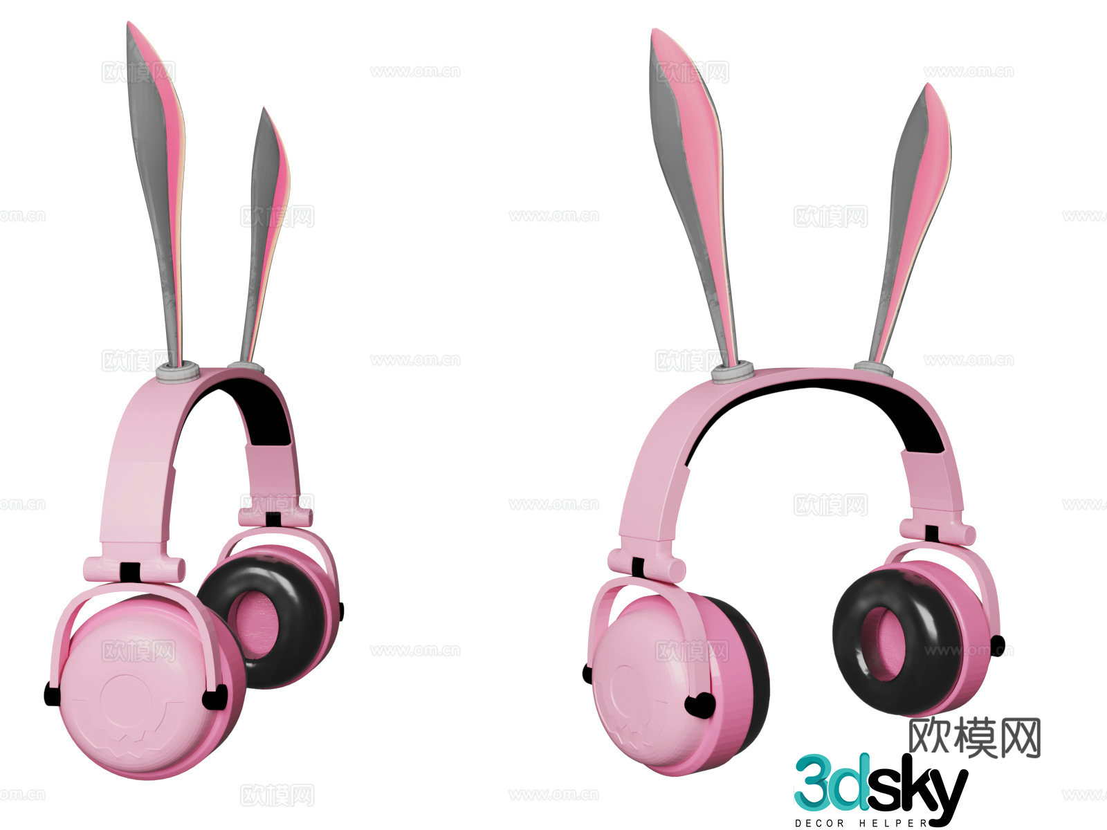 Cartoon style headphones bunny headphones headphones cute cartoon 3d model