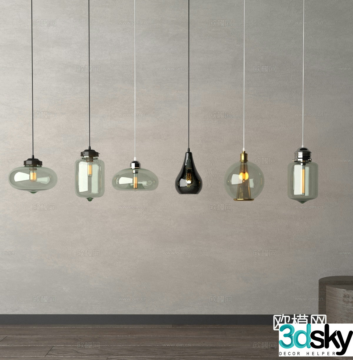 Modern hanging wire lamp Small chandelier 3d model