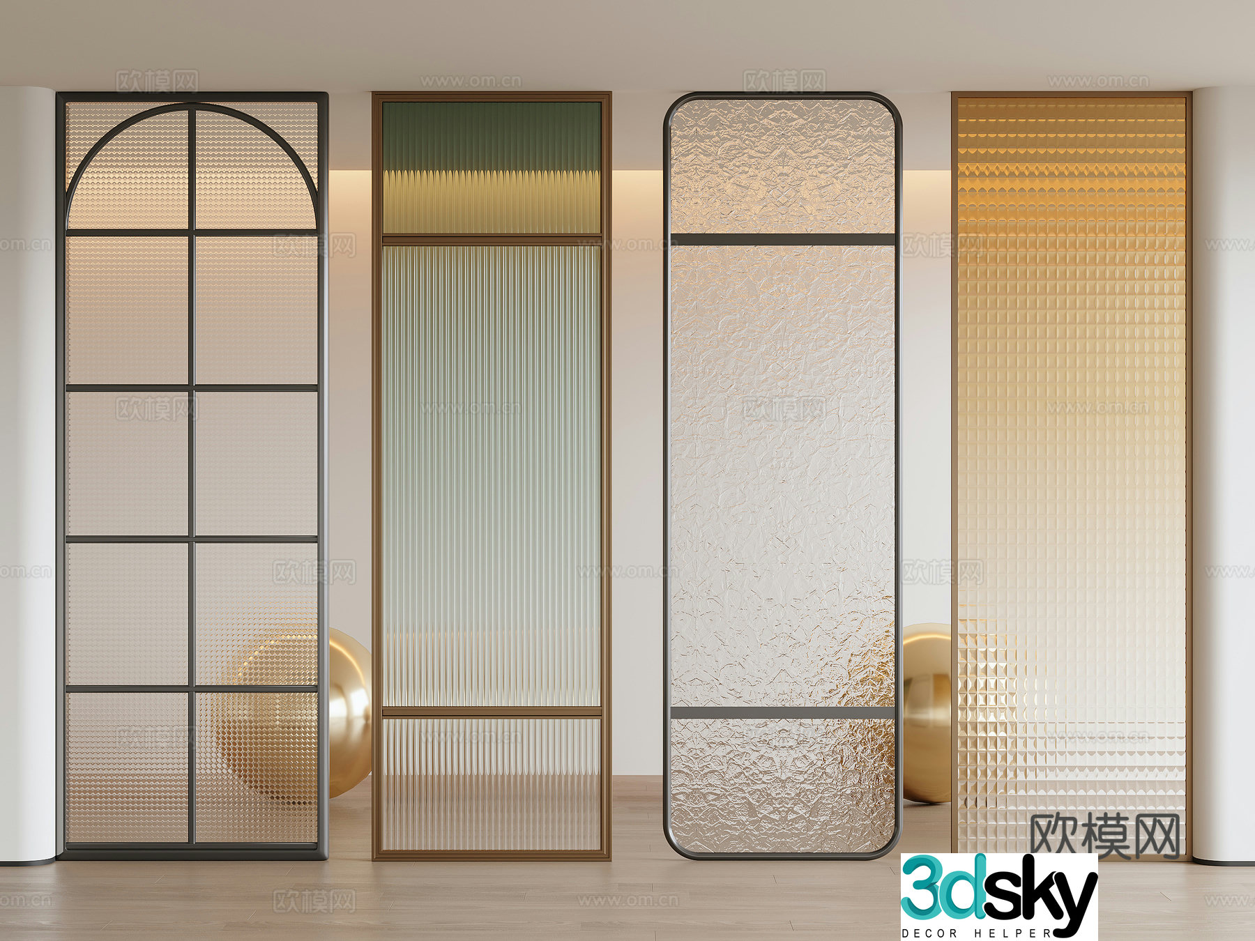 Modern glass partition 3d model