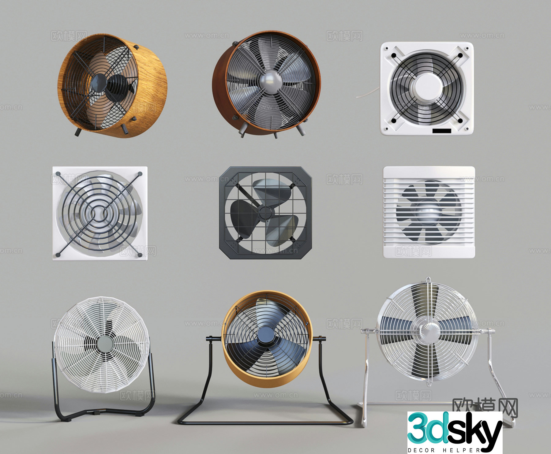 Modern horn fan floor fan ventilation exhaust fan desktop fan flow fan 3D model