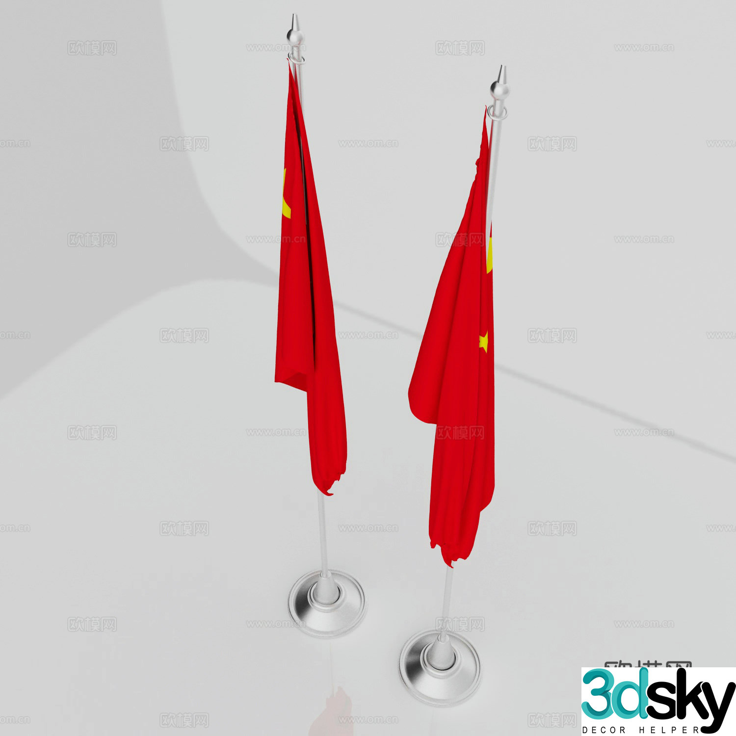 Modern national flag pennant flag flagpole red flag road flag waterway flag flag badge 3d model