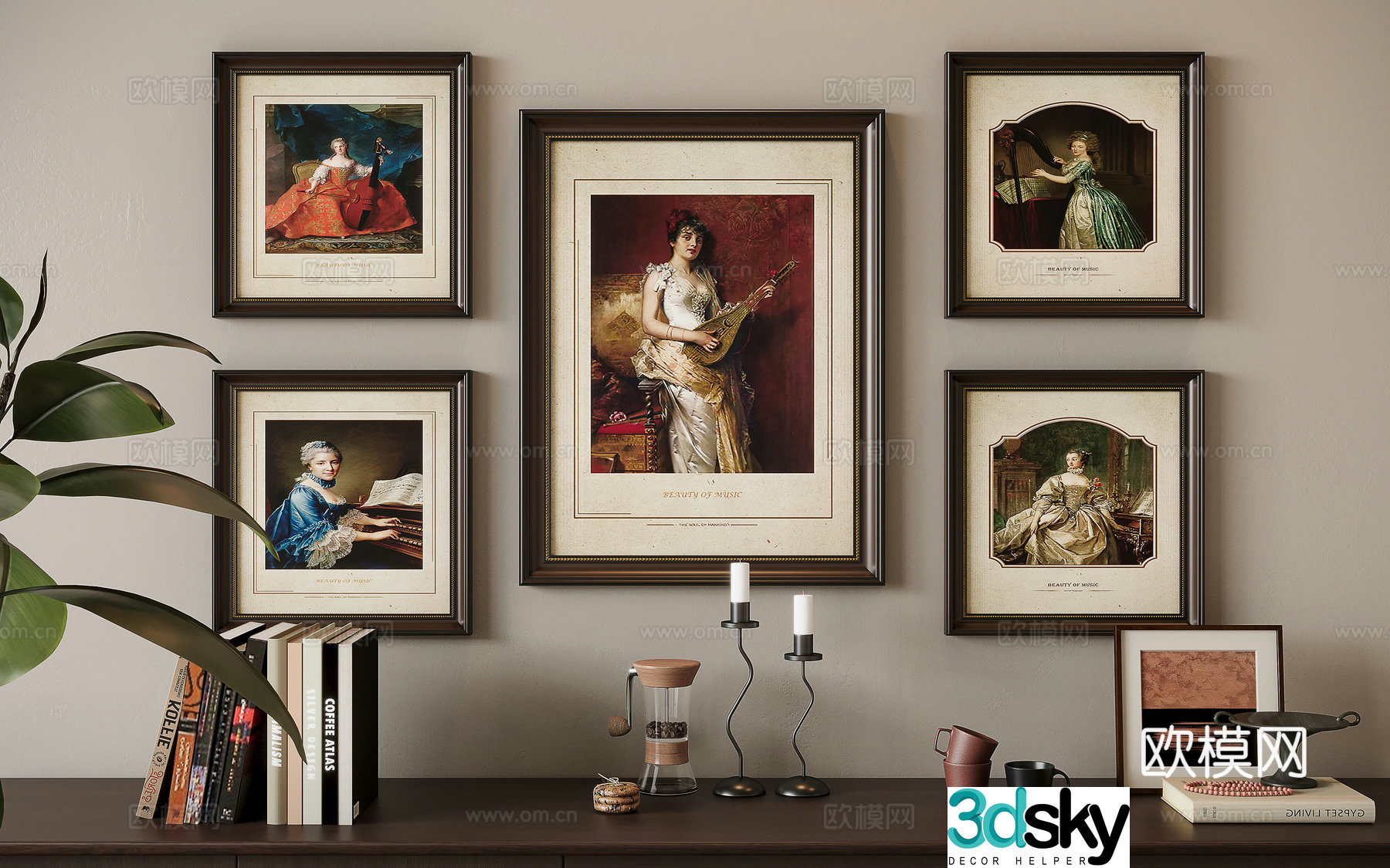 American style combination decorative painting 3d model