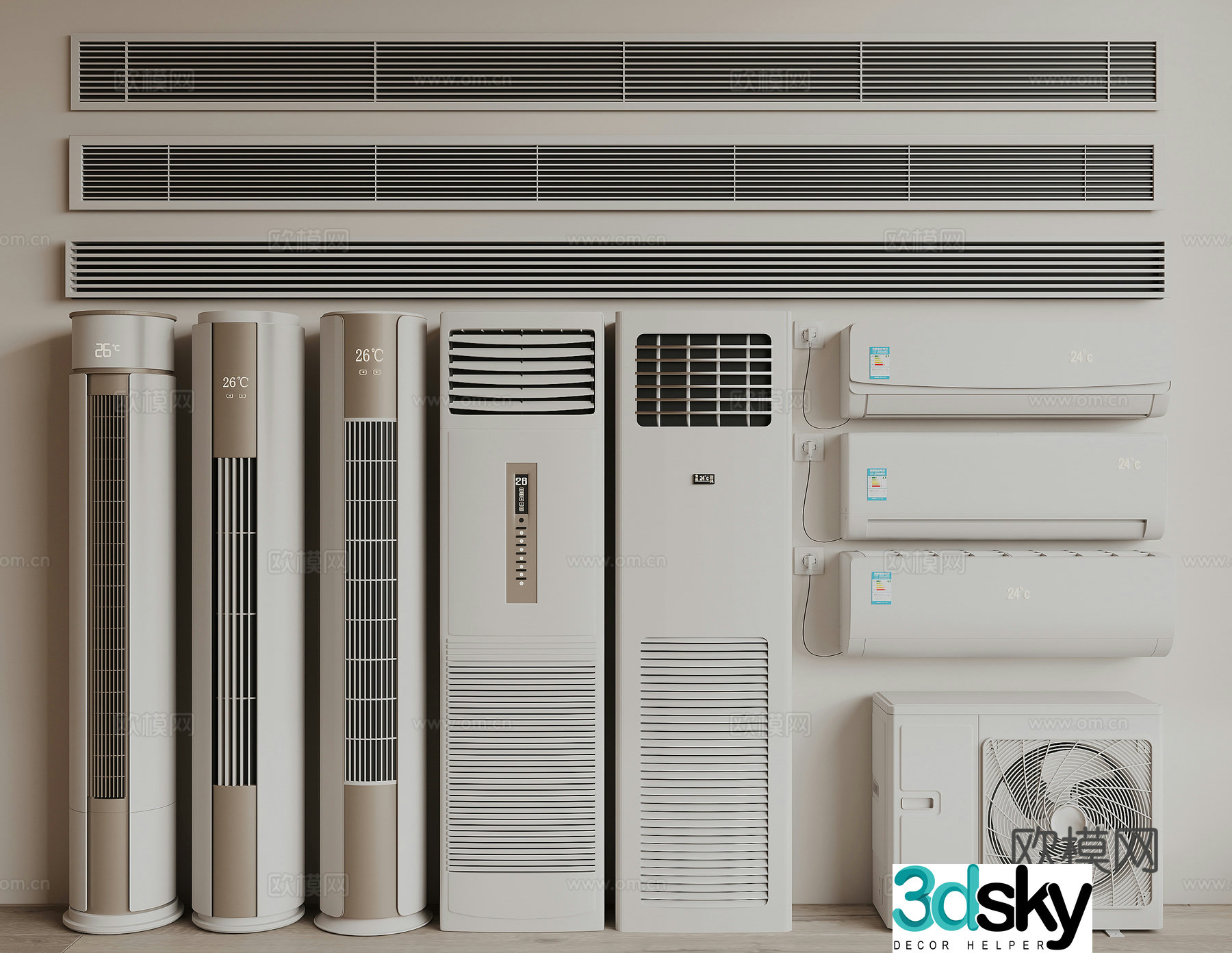 Modern air conditioner 3D model