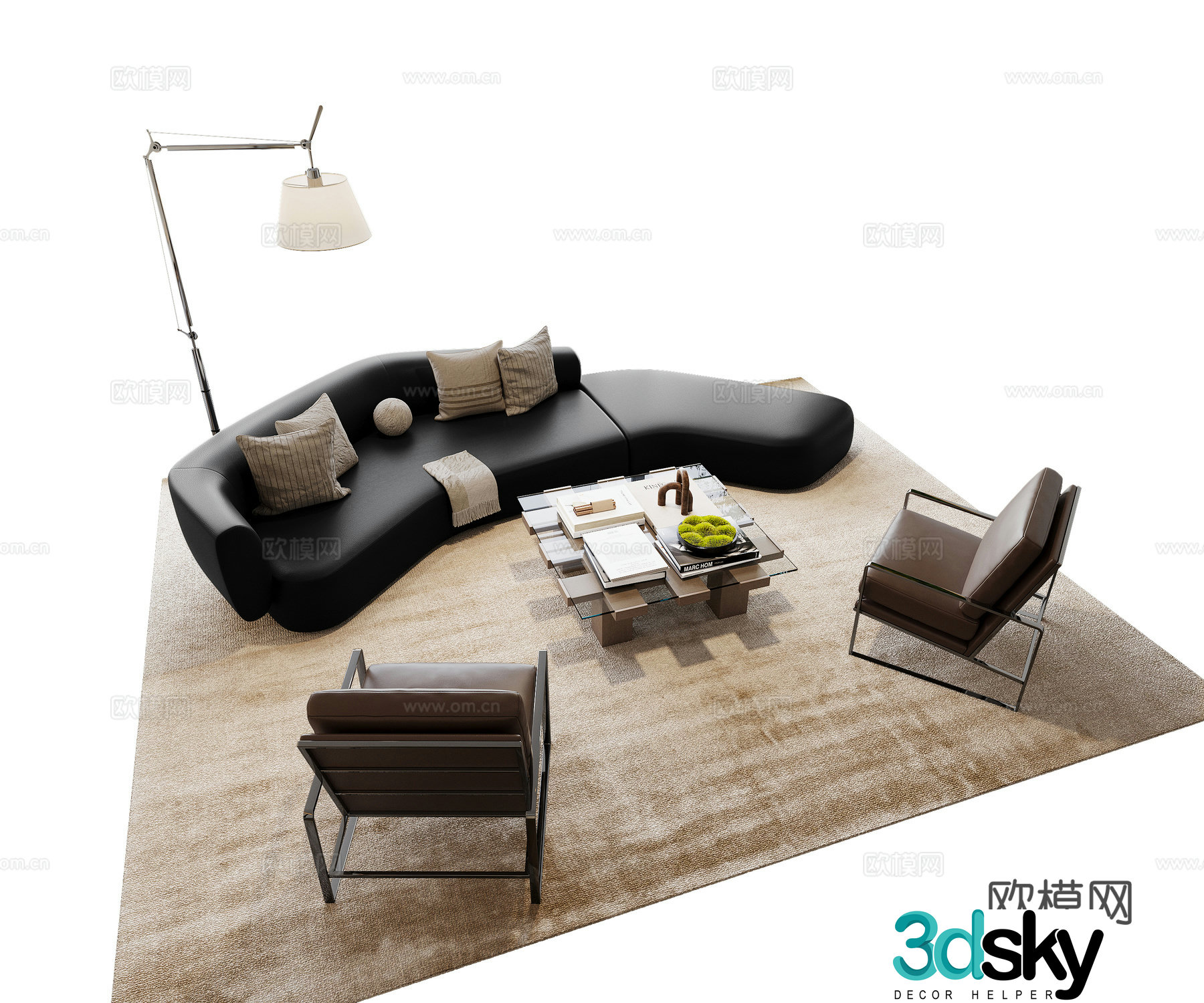 Sofa combination sofa coffee table leisure chair 3d model