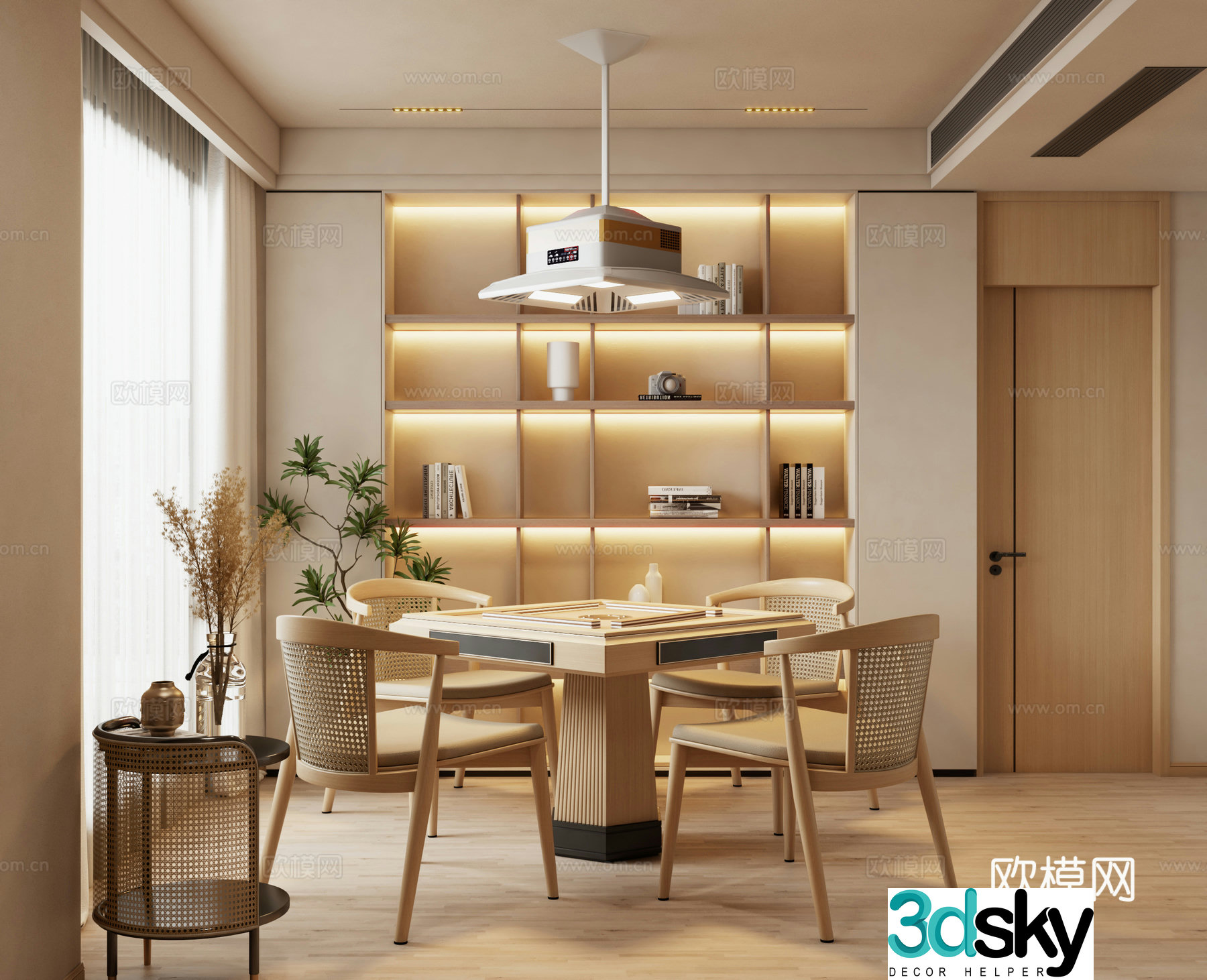 Modern chess and card room Wabi-sabi style chess and card room 3D model