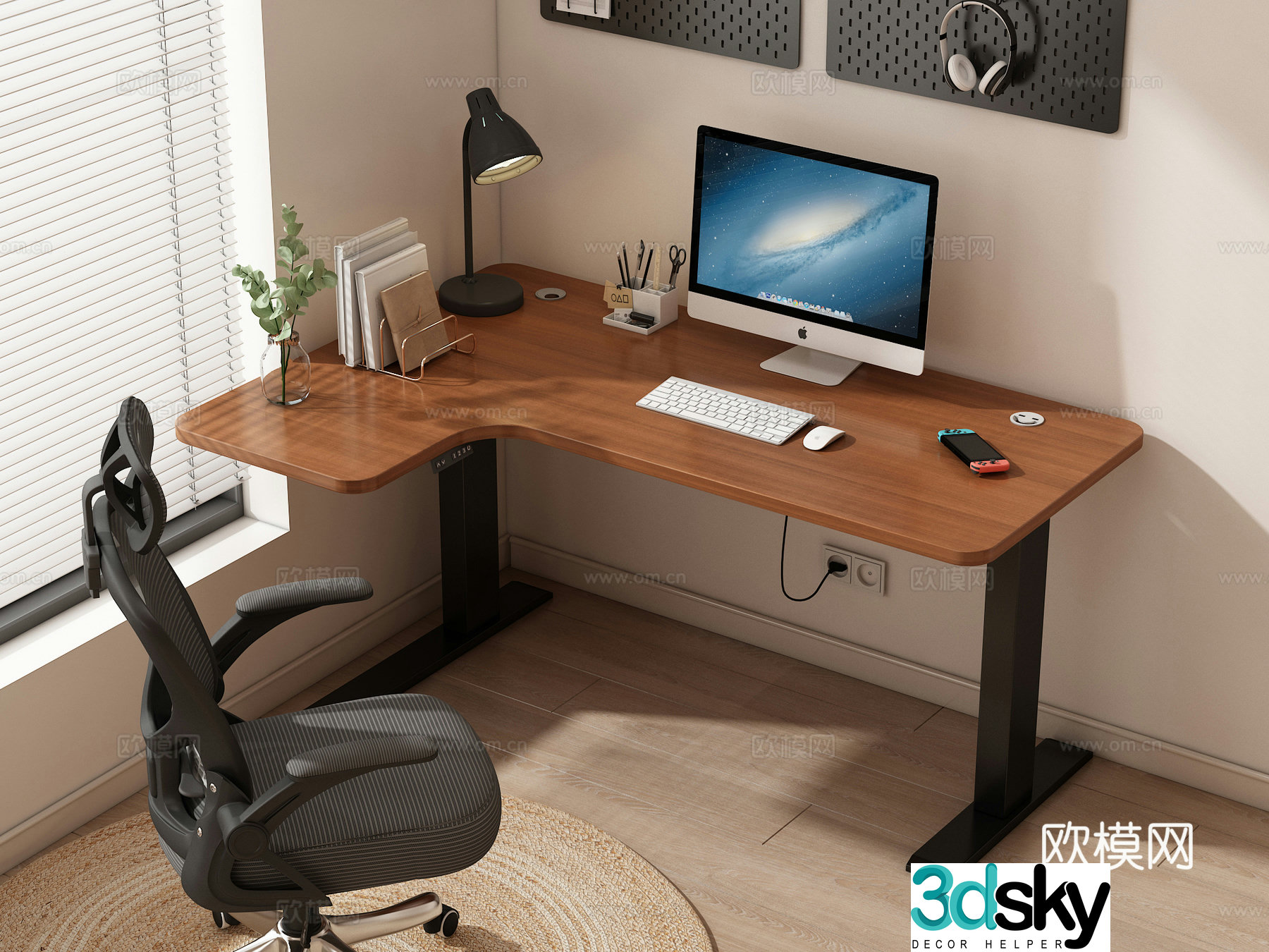 Computer desk and chair desk and chair Office supplies Lifting computer desk 3D model