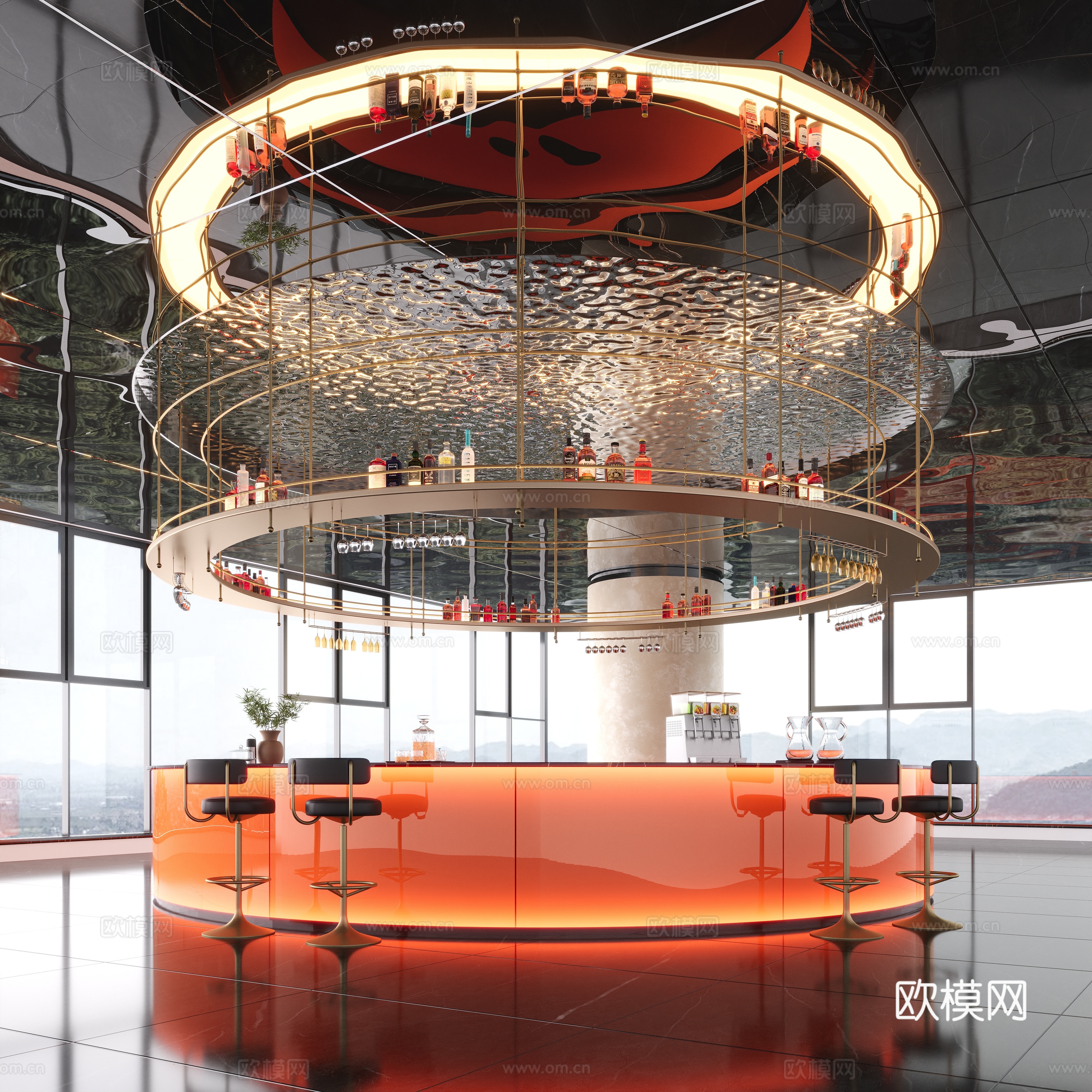 Modern hotel water bar 3D model