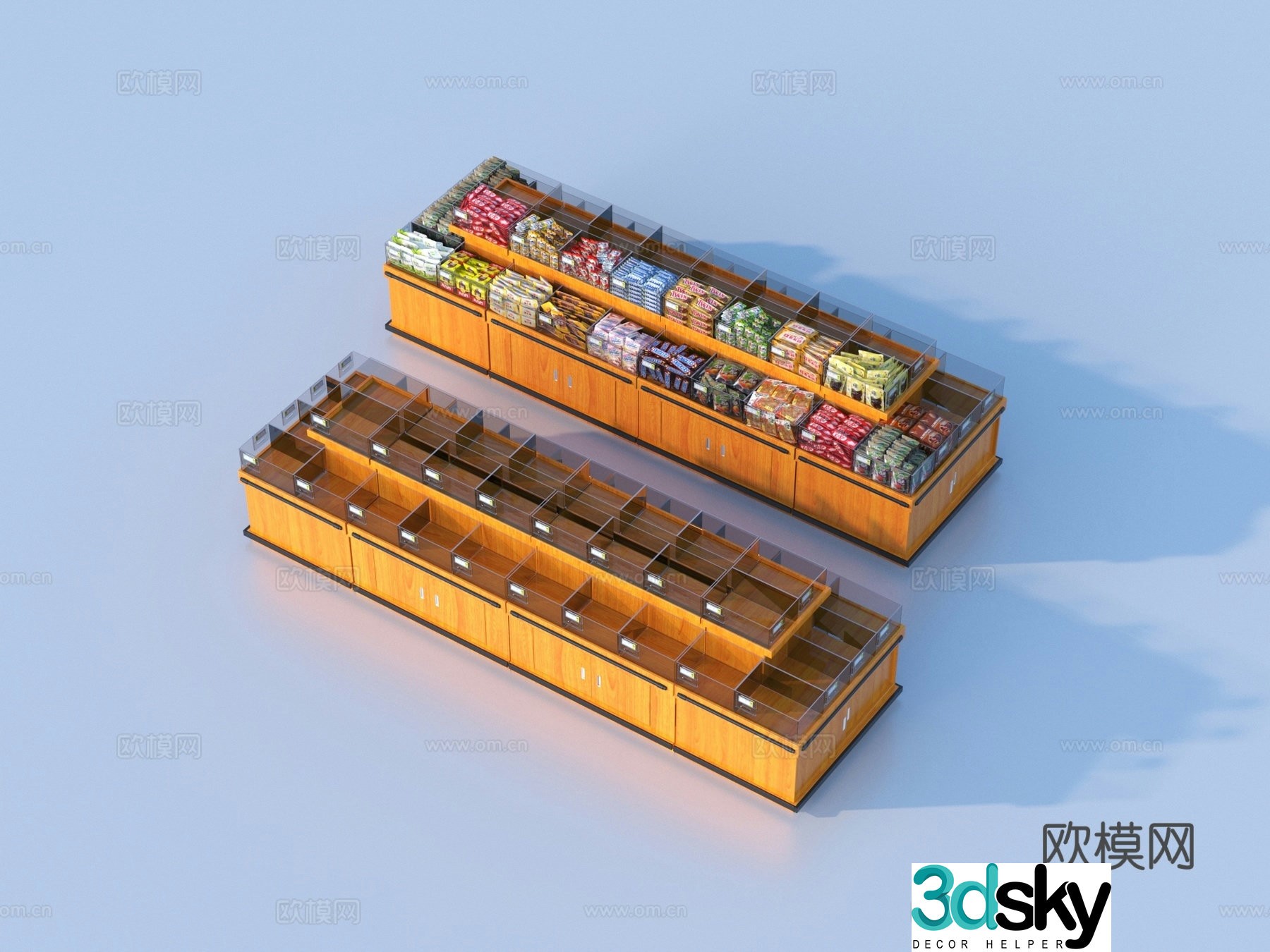 Supermarket shelves Supermarket display rack 3D model