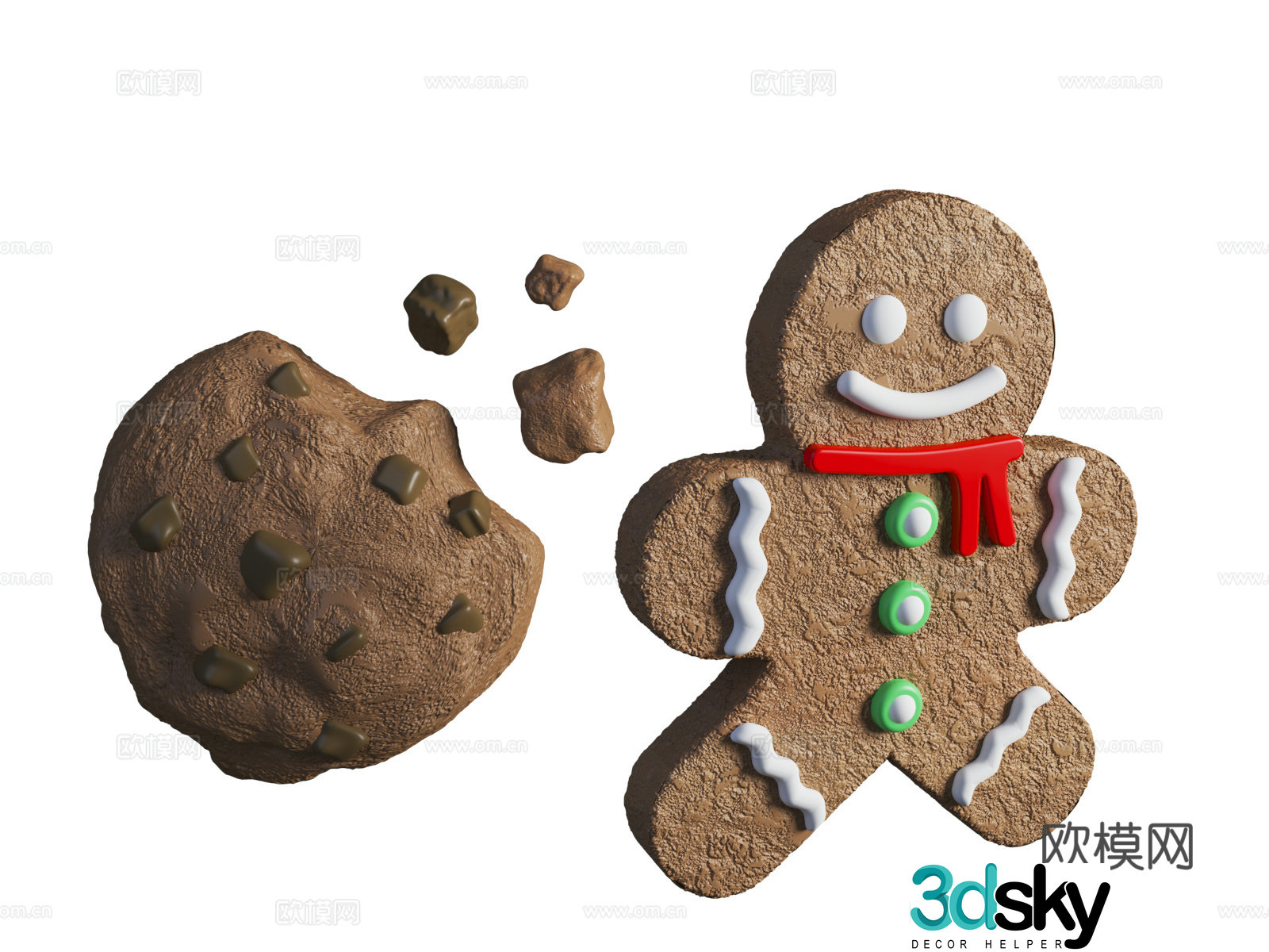 Cookie Gingerman Winter Elemental Christmas Element Snow Snow Snow Boot 3D Model