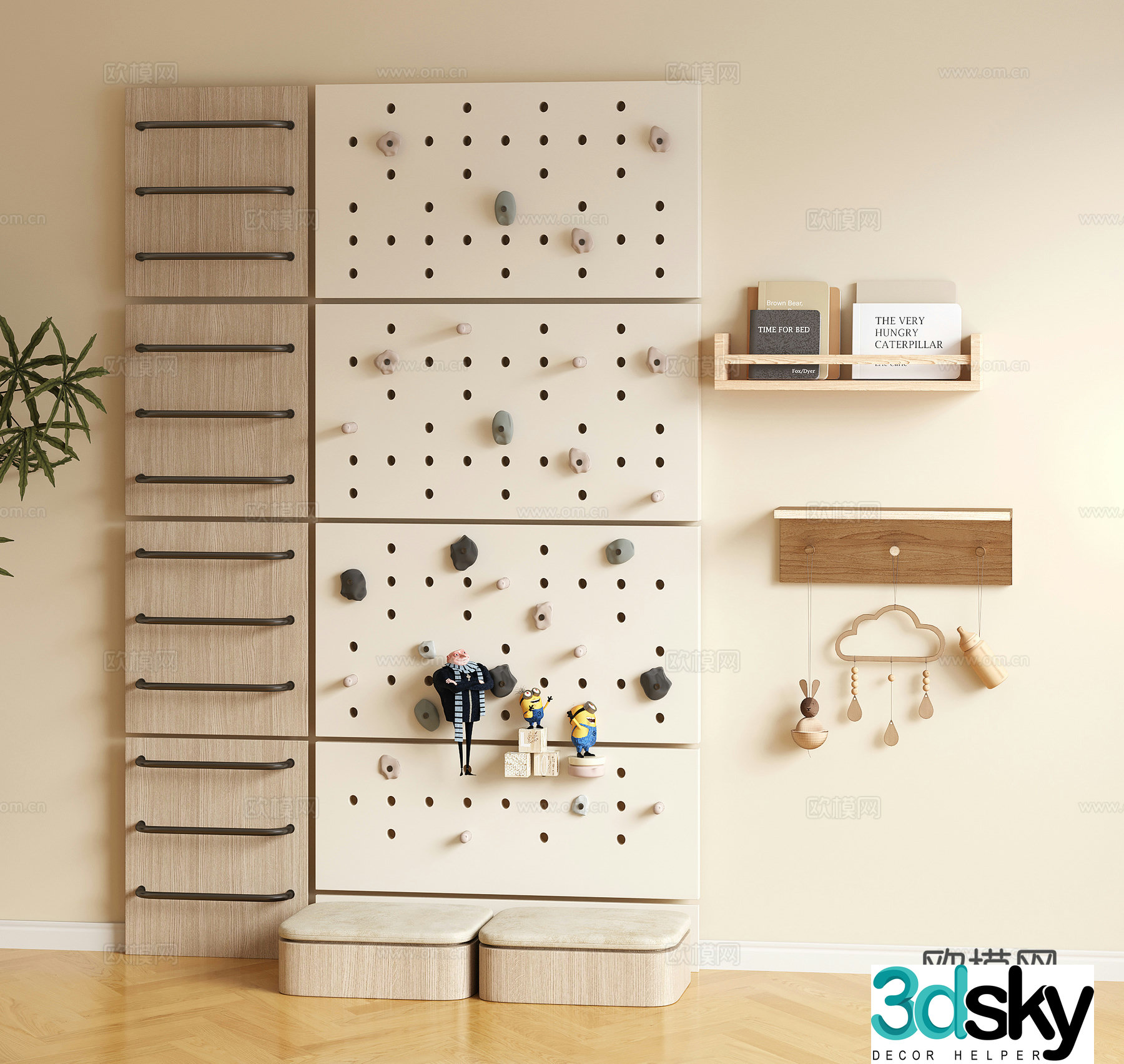Children’s Equipment Hole Board Wall Decoration Shelf Decoration Shelf 3D Model