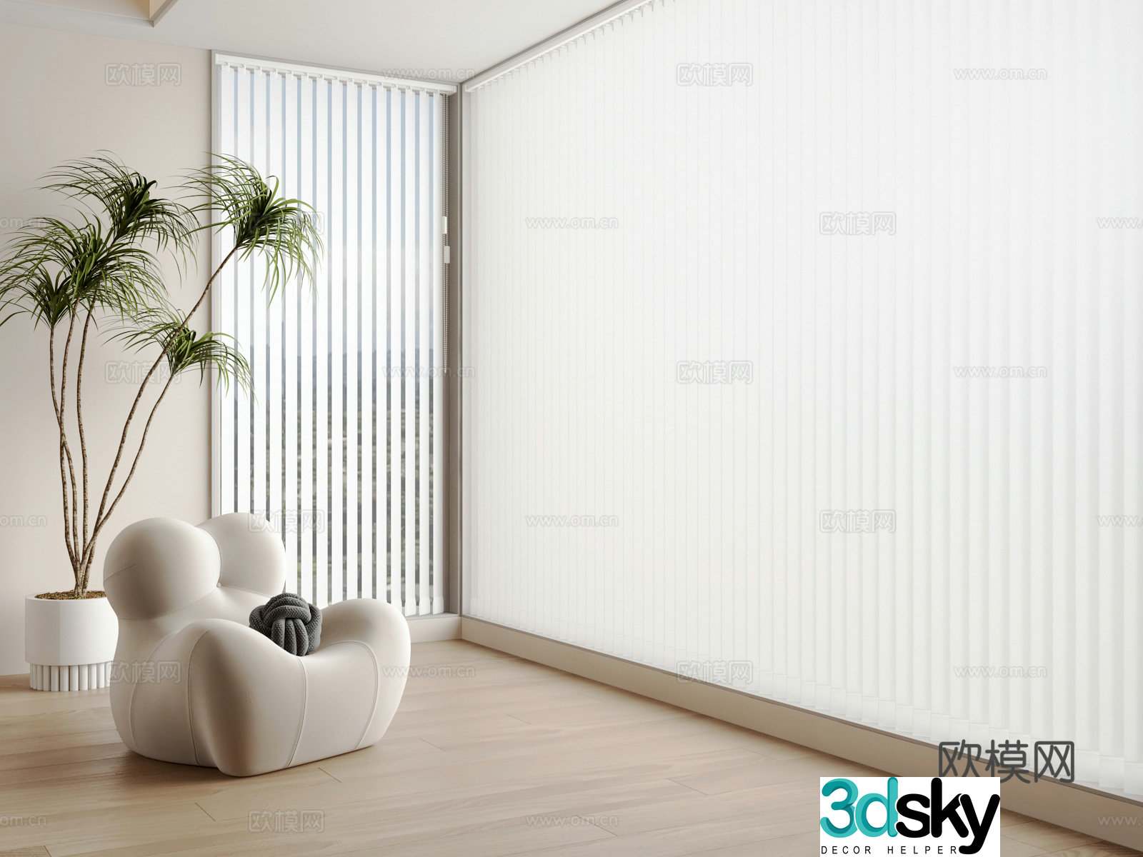 Dream curtain venetian blinds lazy sofa balcony 3d model