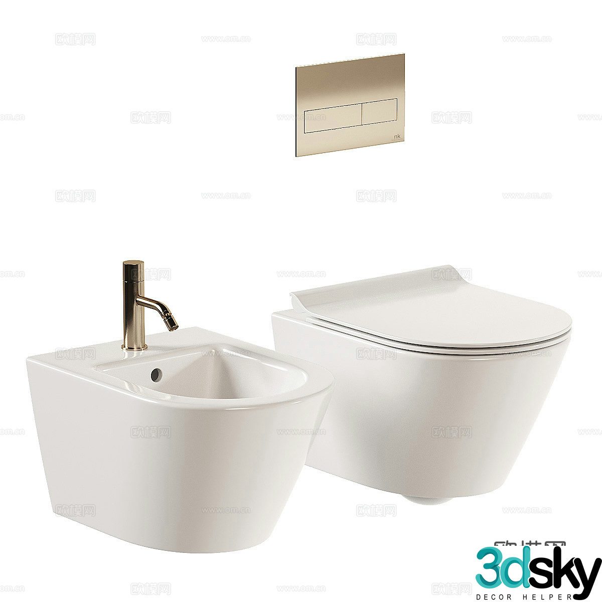 Modern wall mounted toilet 3d model
