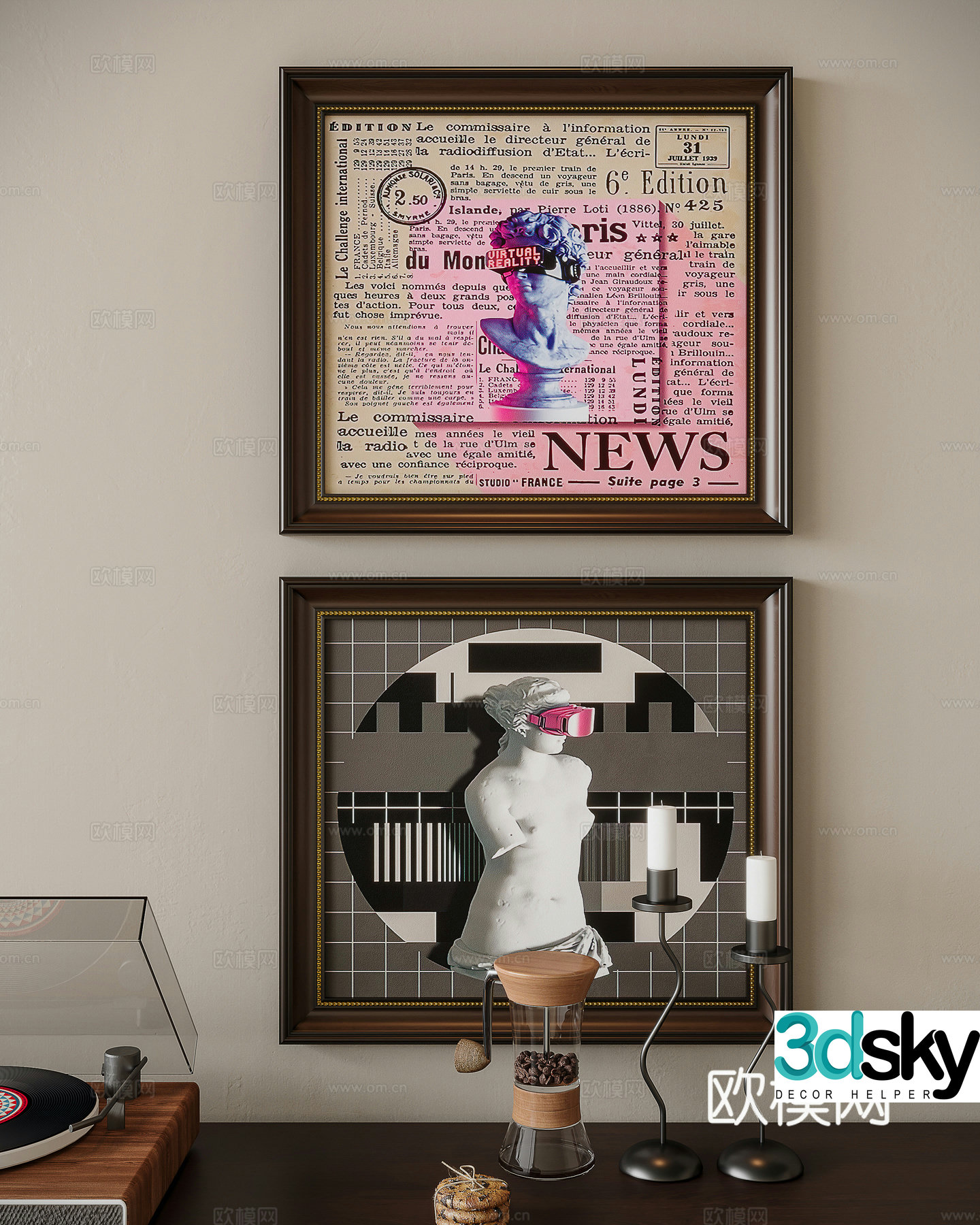 American style combination decorative painting 3d model