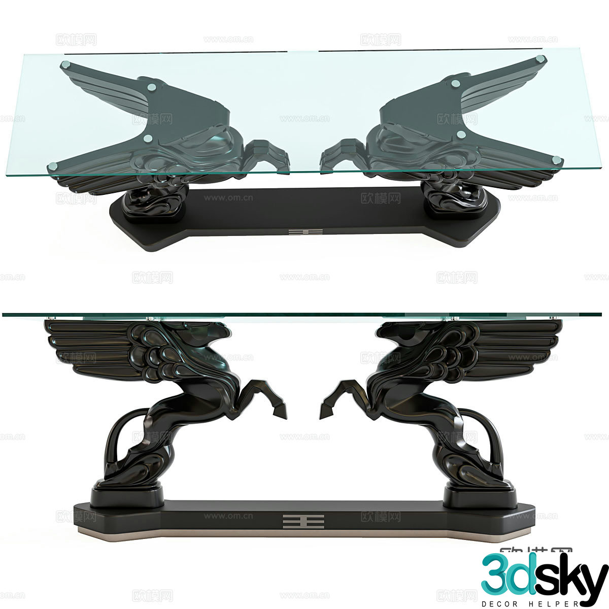Modern glass coffee table 3d model