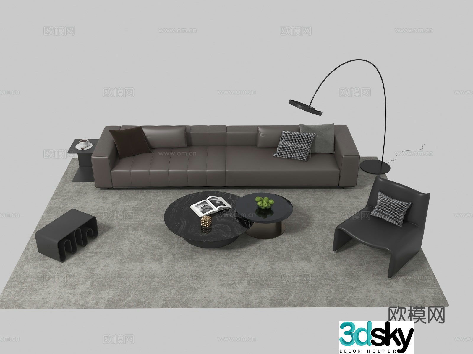 Modern Italian sofa coffee table combination 3D model