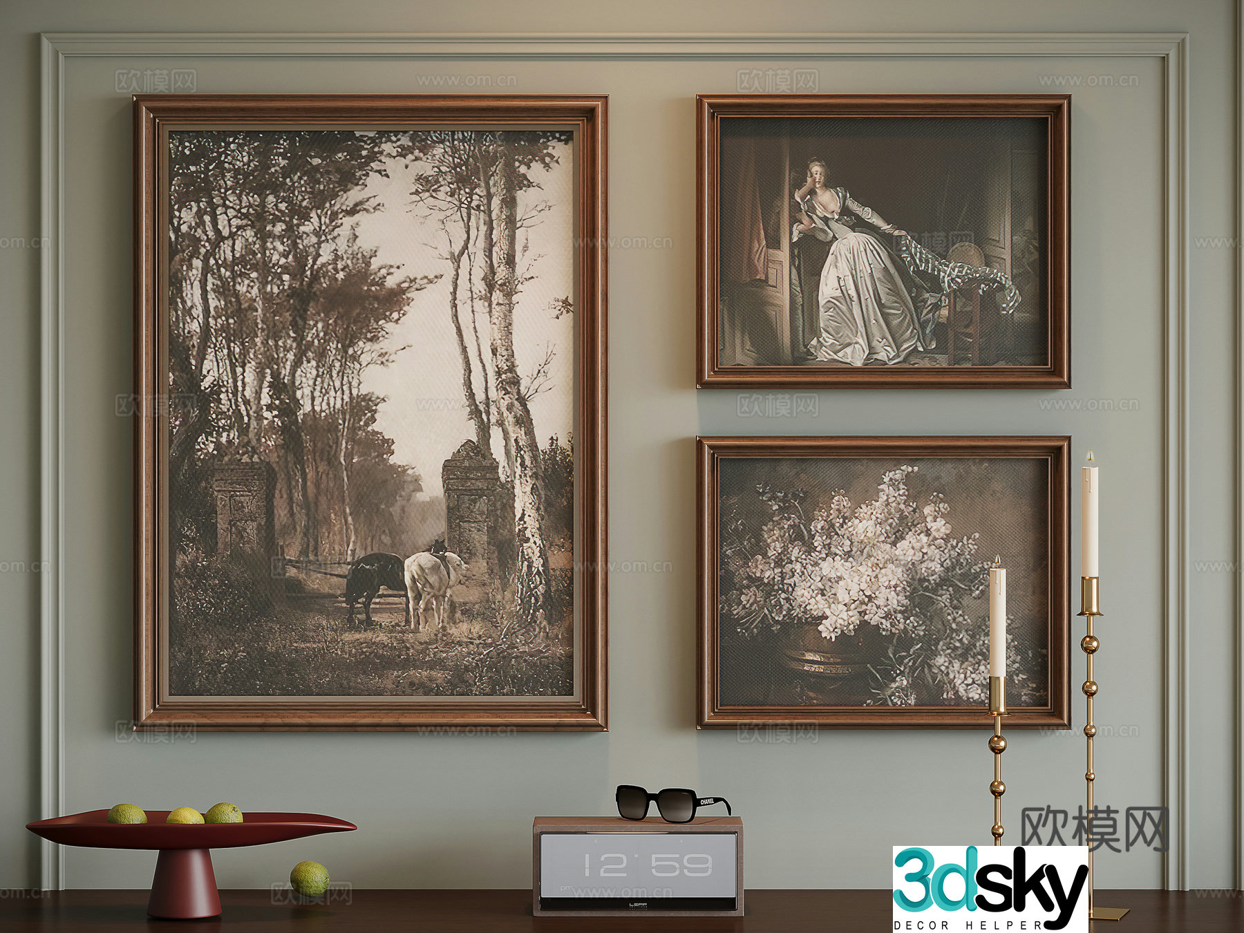 French medieval combination hanging painting 3D model