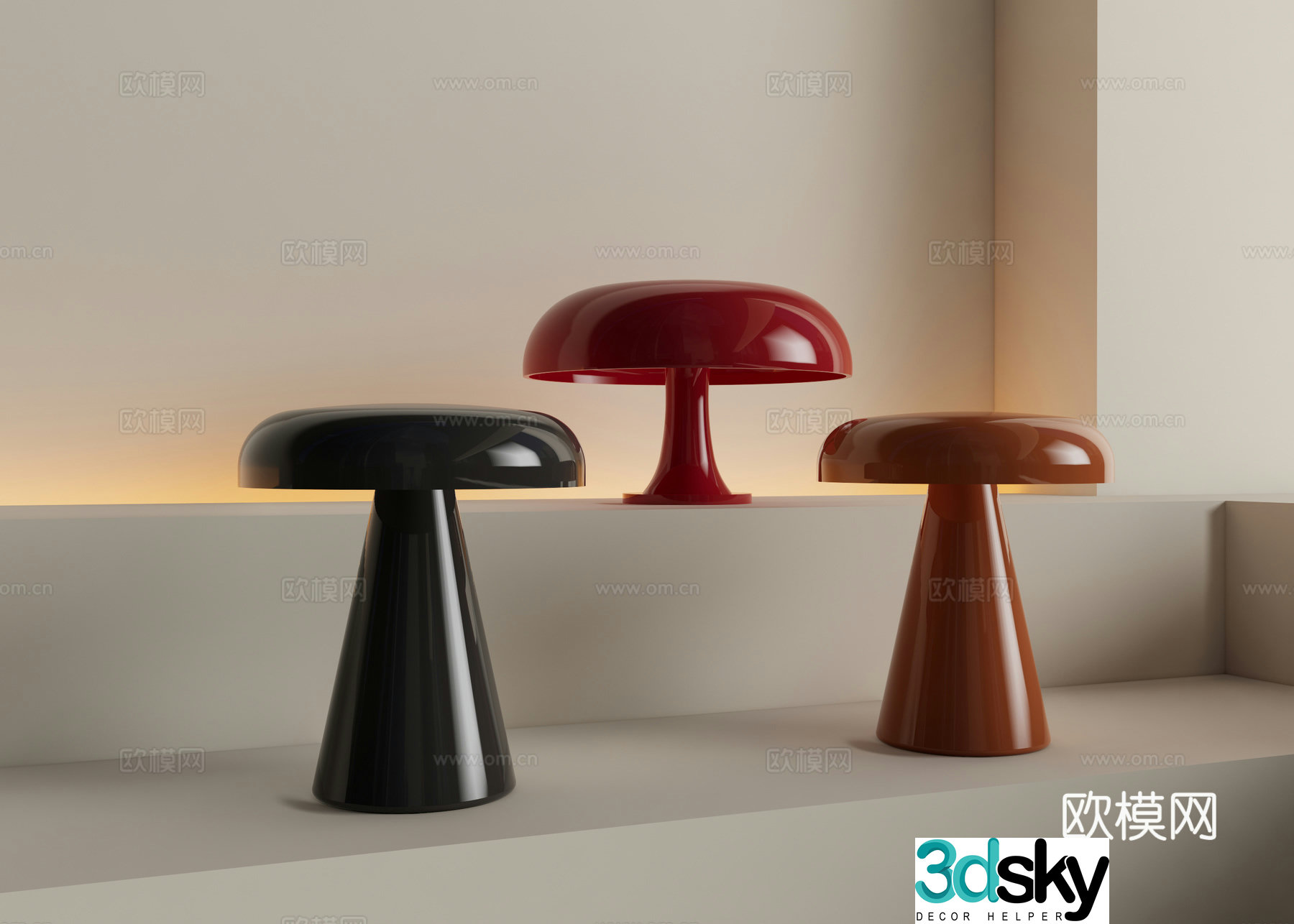 Modern table lamp Mushroom desk lamp 3D model