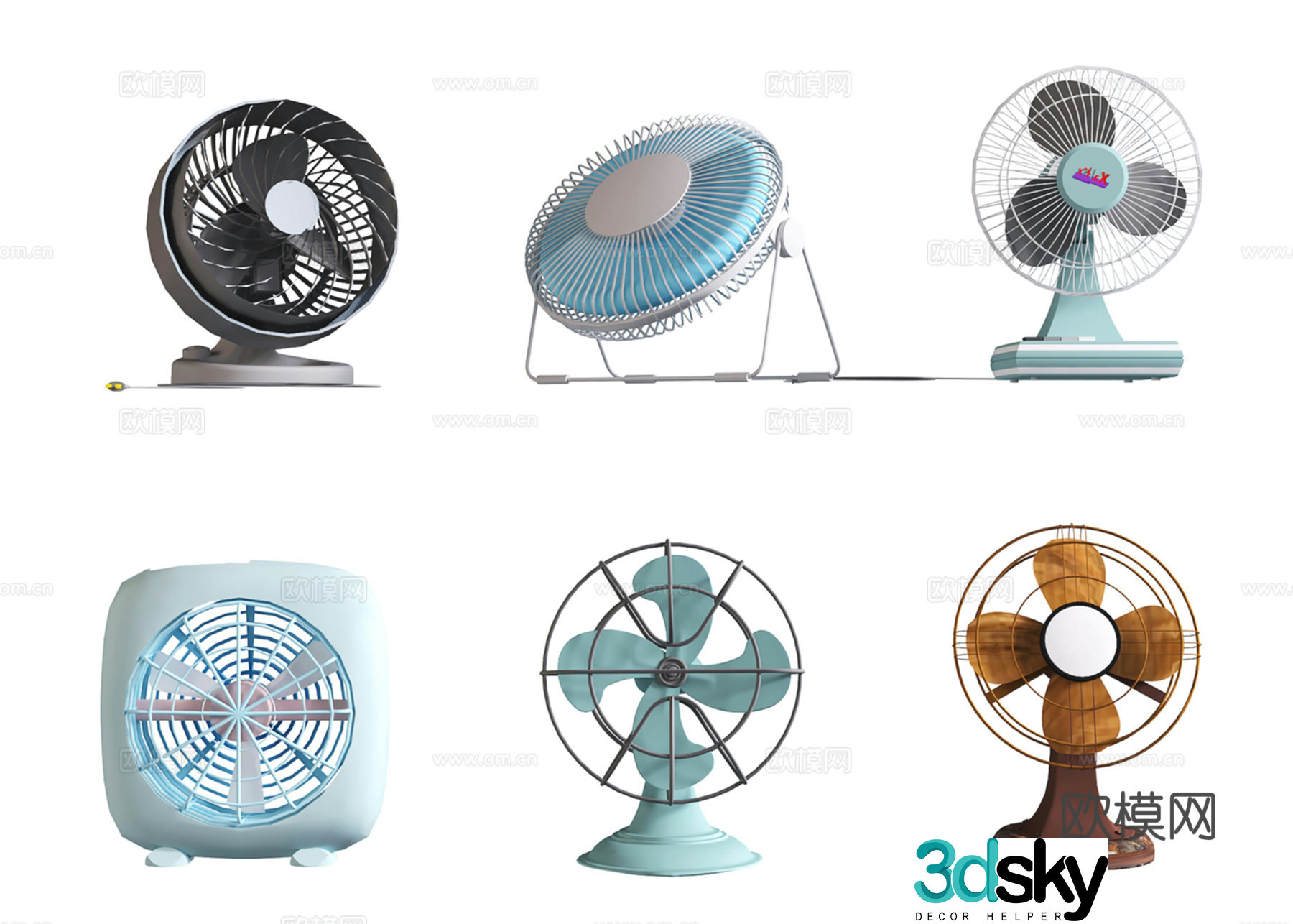 Modern electric fan floor -to -ceiling fan vertical fan table fan shakes the head 3D model