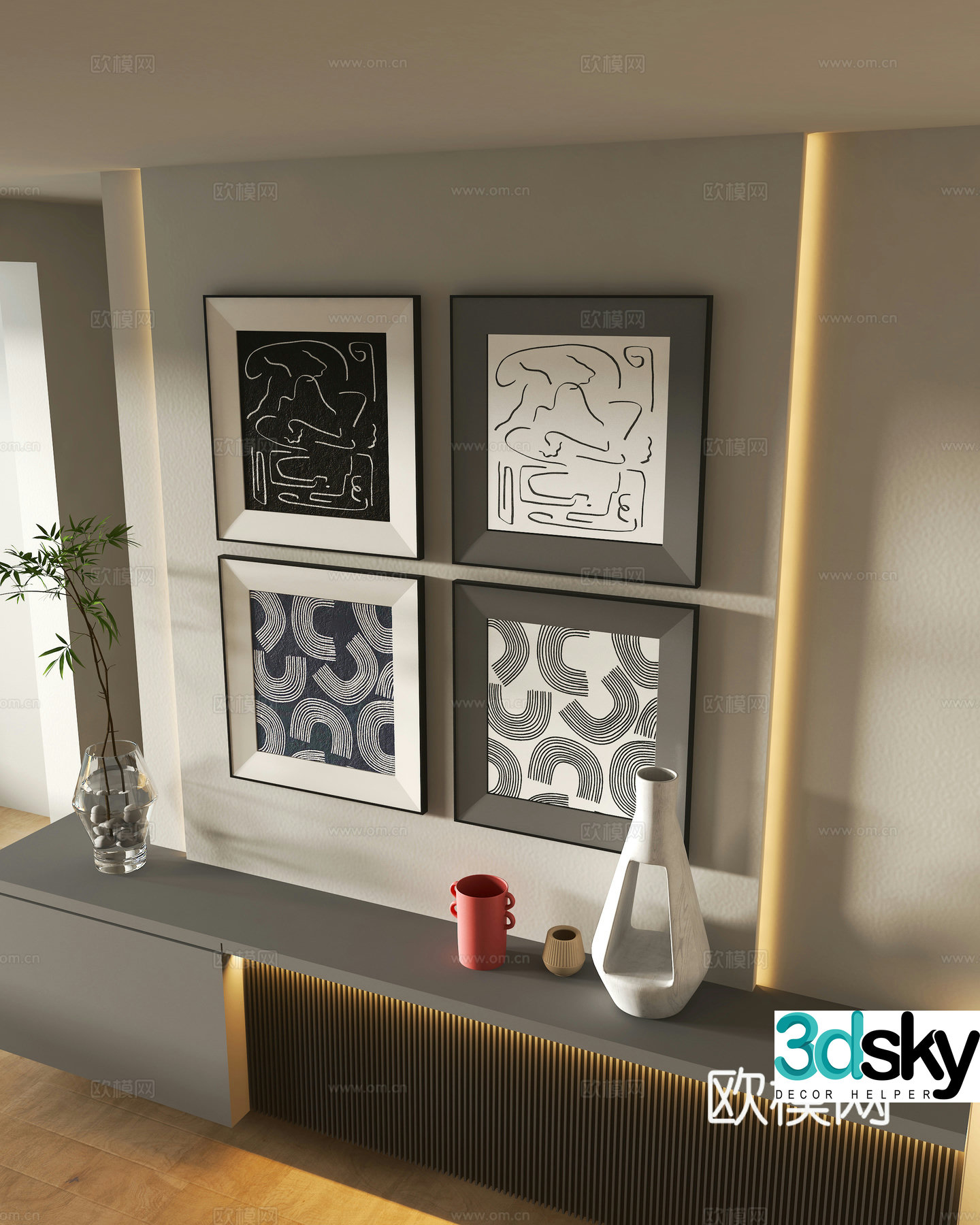 Modern decorative hanging paintings Decorative ornaments 3D model