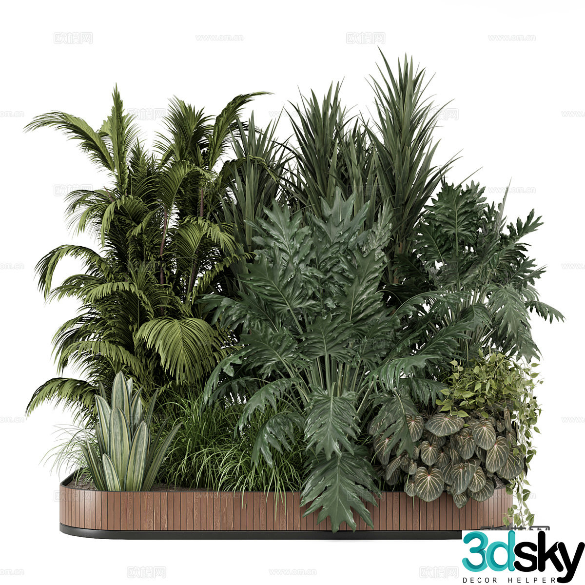 New Chinese style garden green plants pile 3D model