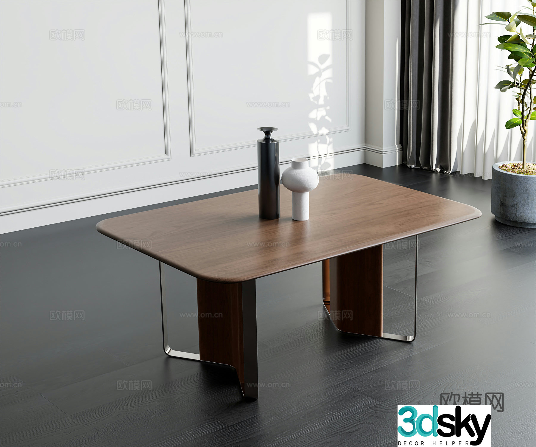 Modern medieval style coffee table jewelry ornaments 3D model