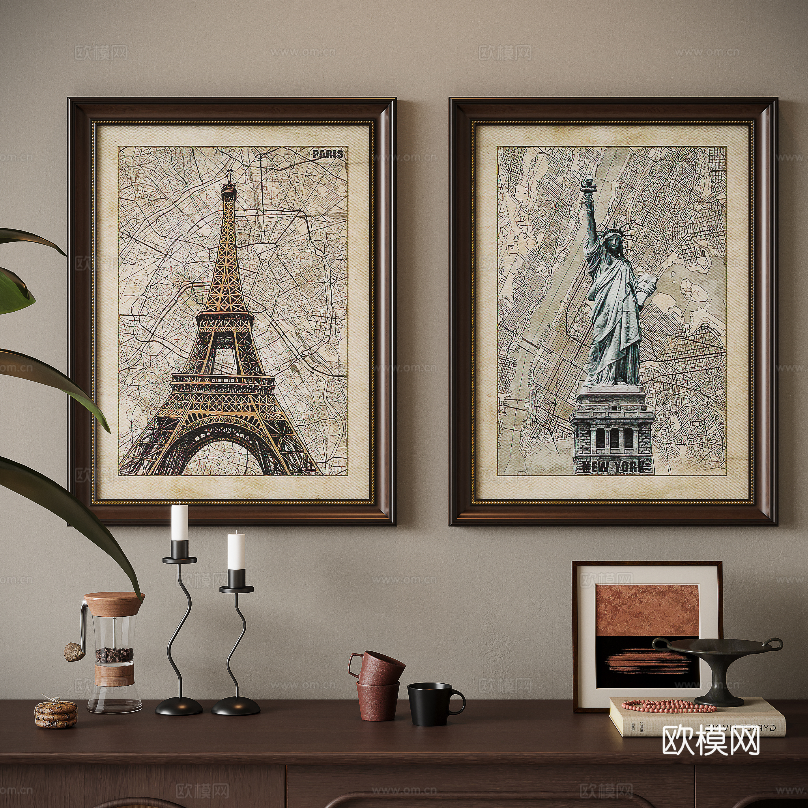 American style combination decorative painting 3d model