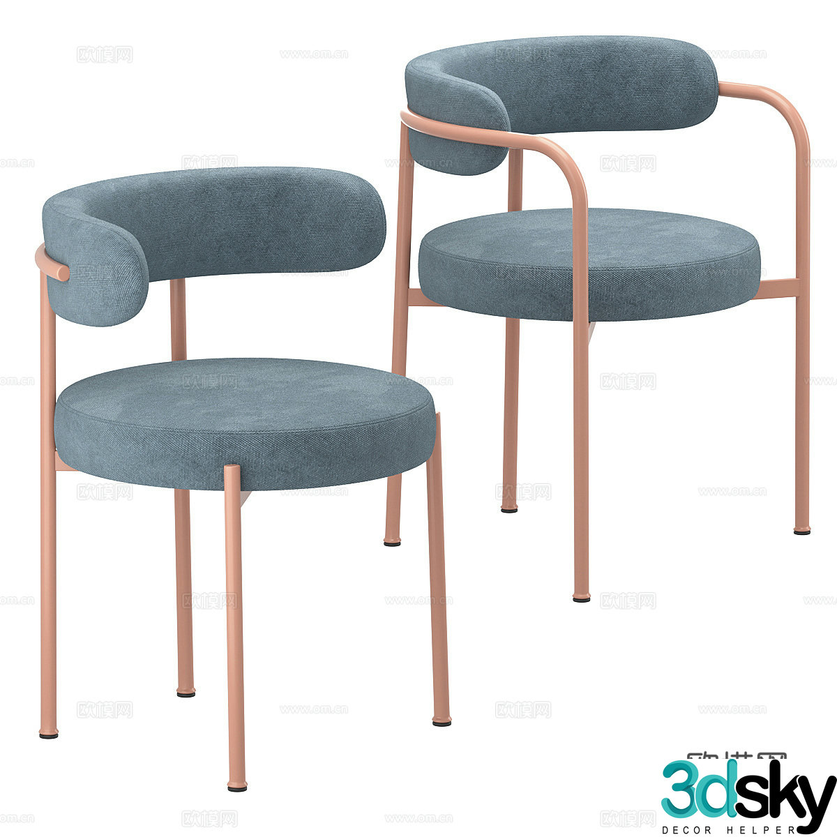 Modern fabric chair dining chair 3D model