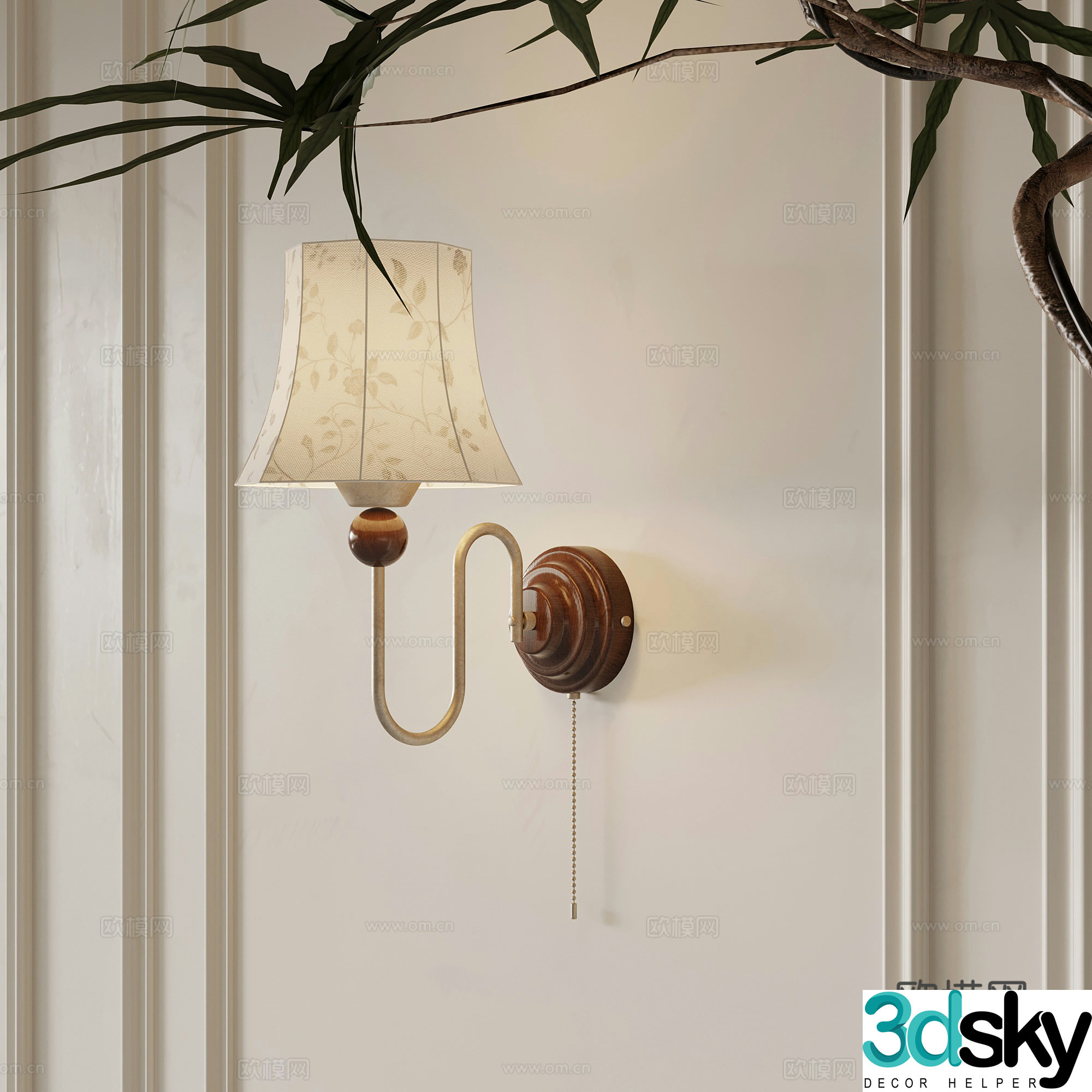 Wall lamp French wall lamp bedside lamp decorative lamp 3d model