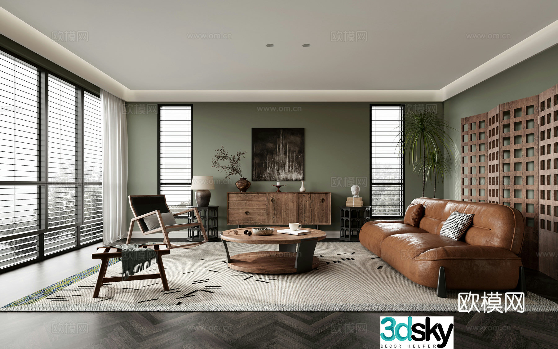 Middle-aged living room 3d model