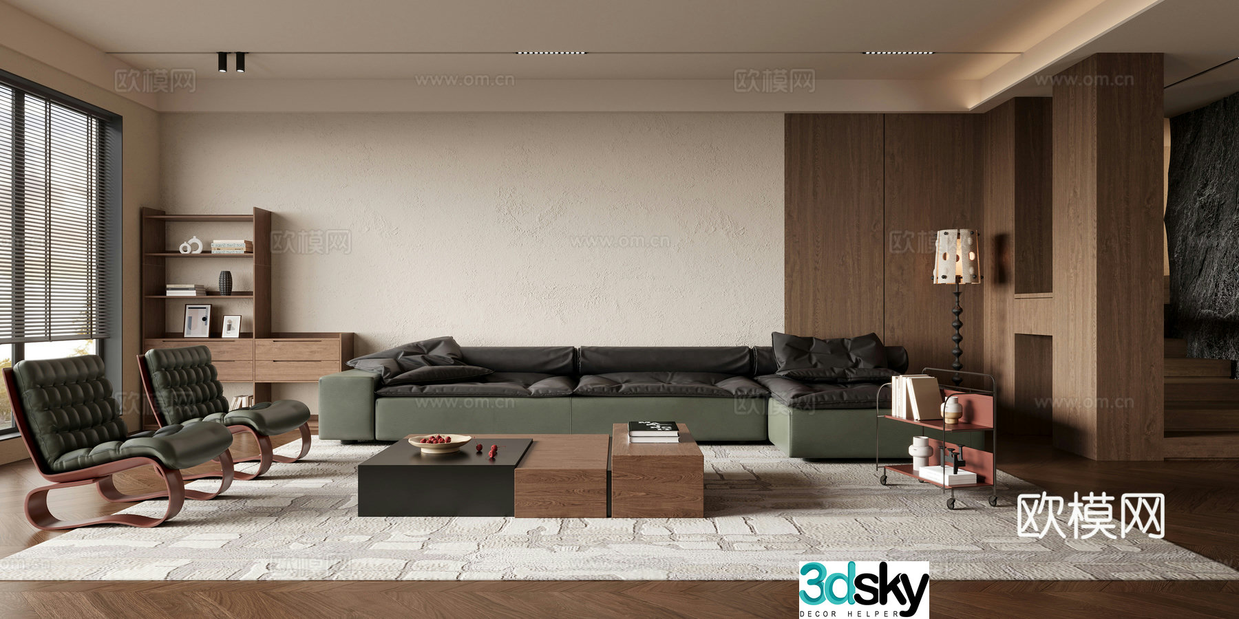 Modern small apartment living room 3d model