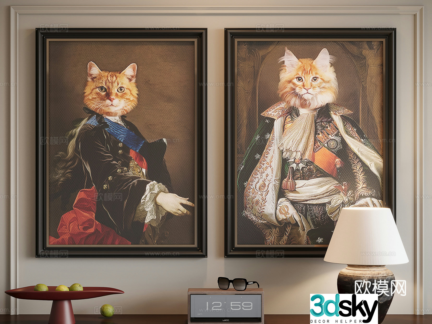 French medieval combination hanging painting 3D model