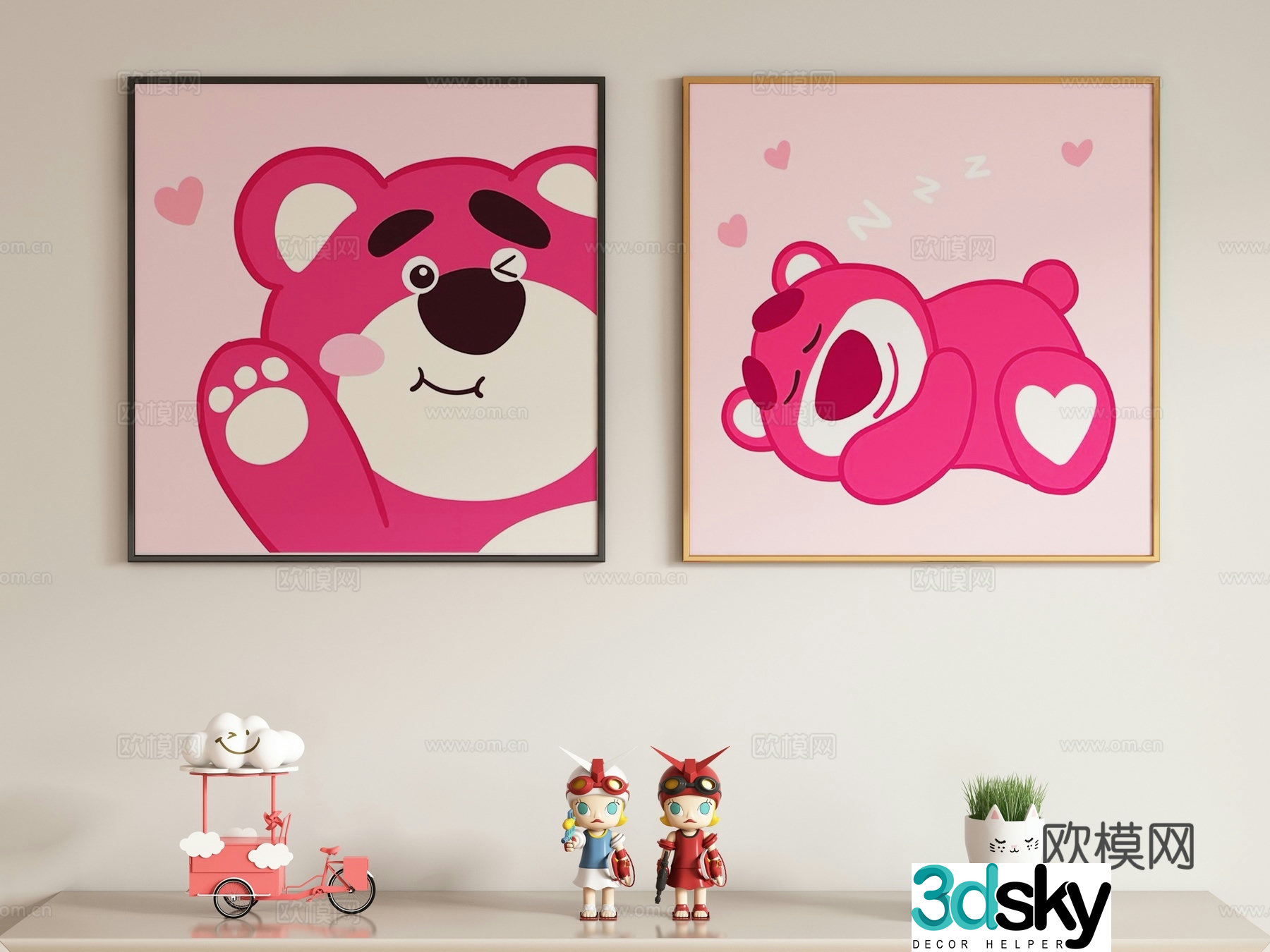 Creamy style children’s decorative painting hanging painting 3d model