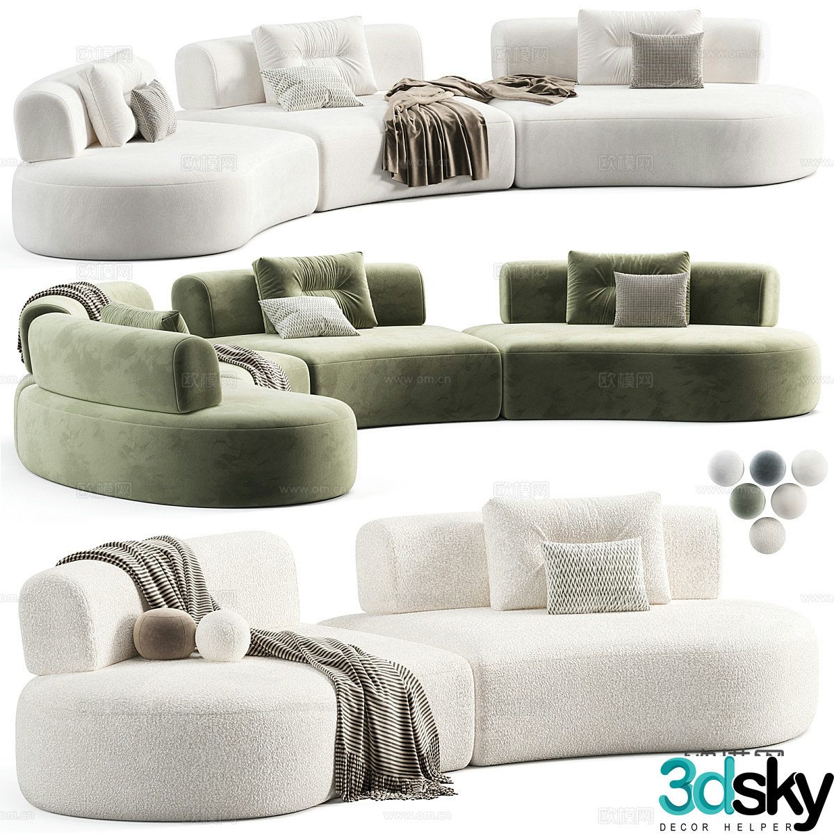 Modern multi-person sofa special-shaped sofa 3d model